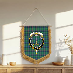 Shaw Ancient Tartan Crest Wall Hanging Banner - Wood Pole