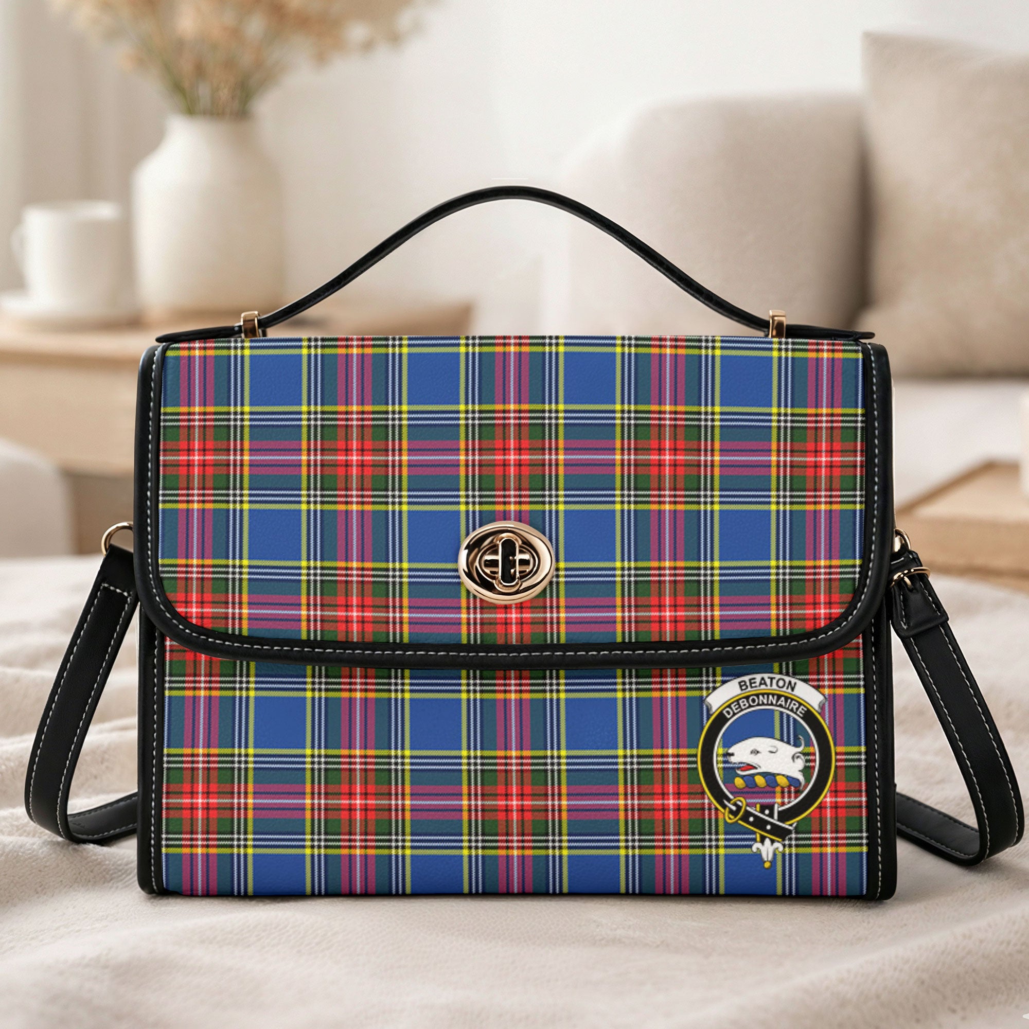 Beaton Modern Tartan Crest Satchel Bag