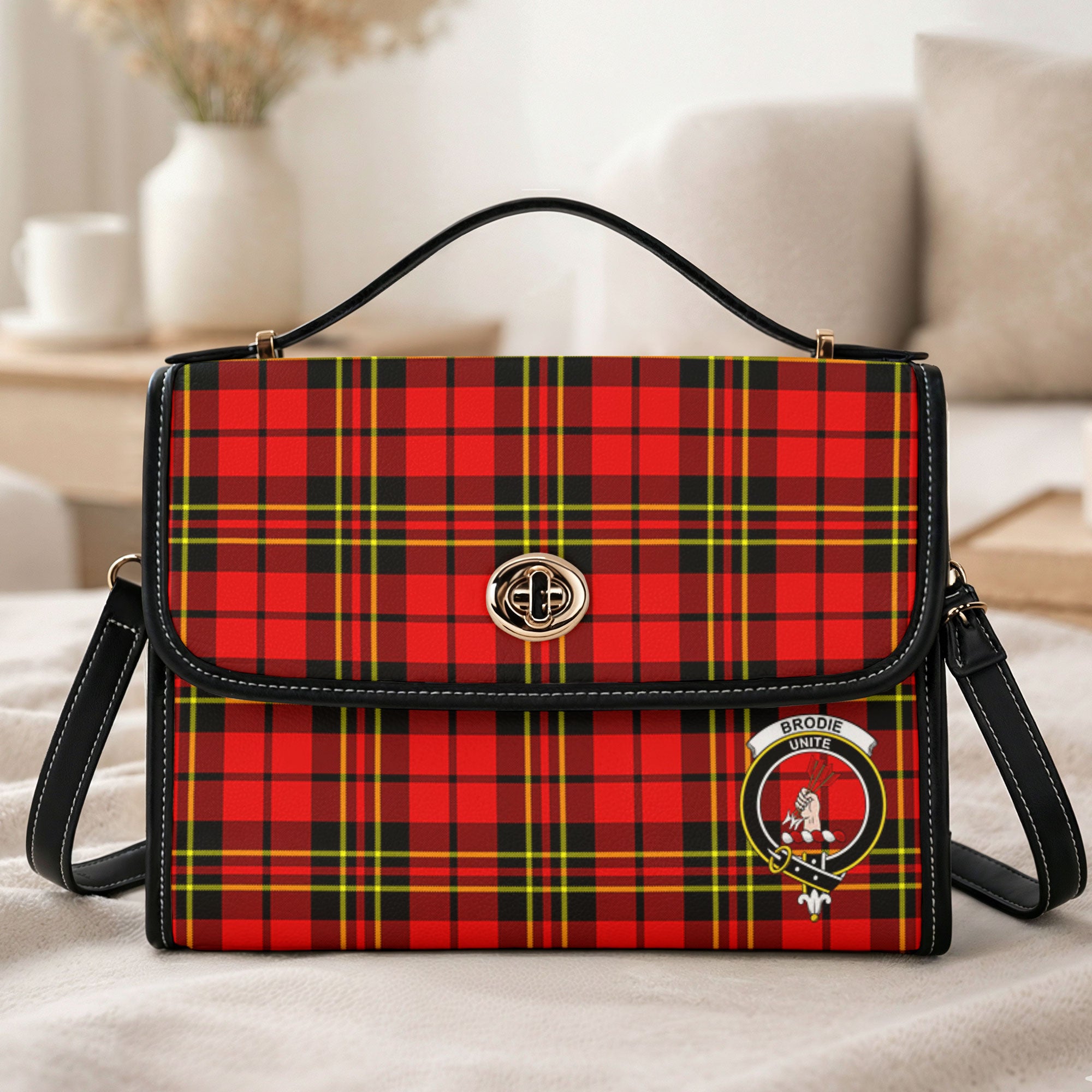 Brodie Modern Tartan Crest Satchel Bag