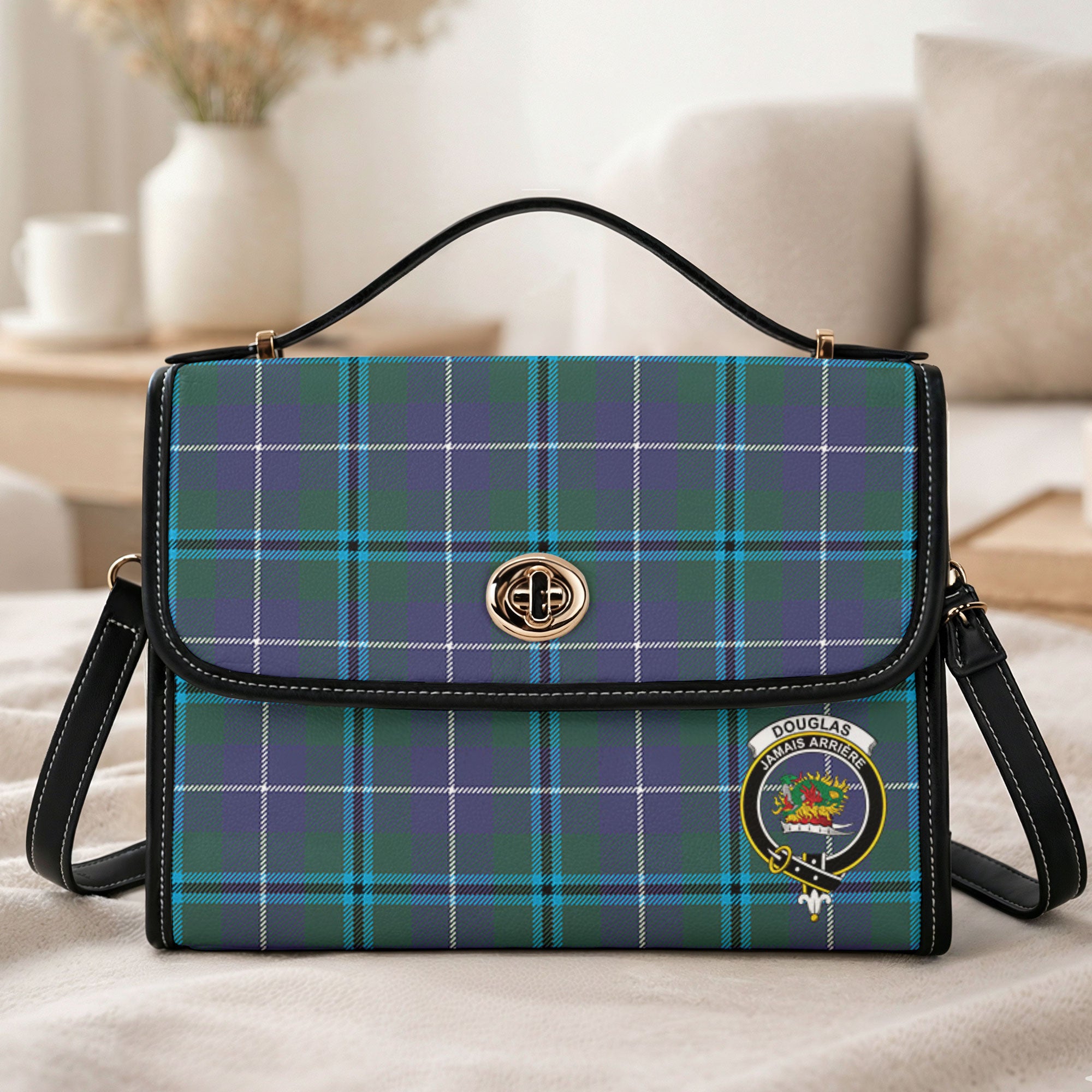 Douglas Modern Tartan Crest Satchel Bag