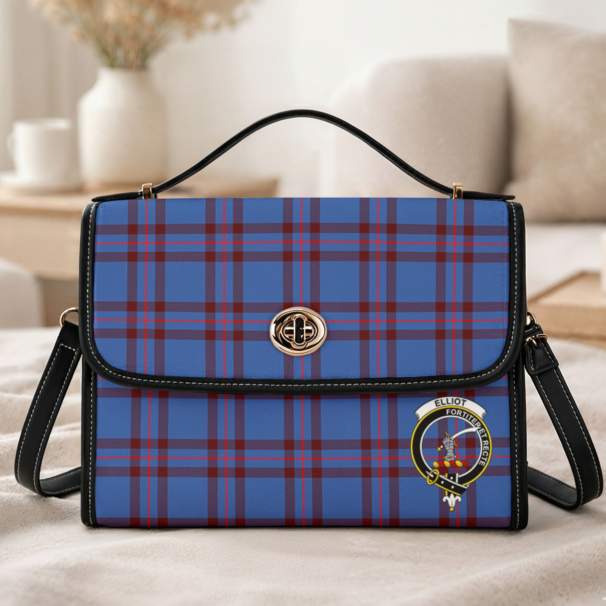 Elliot Modern Tartan Crest Satchel Bag