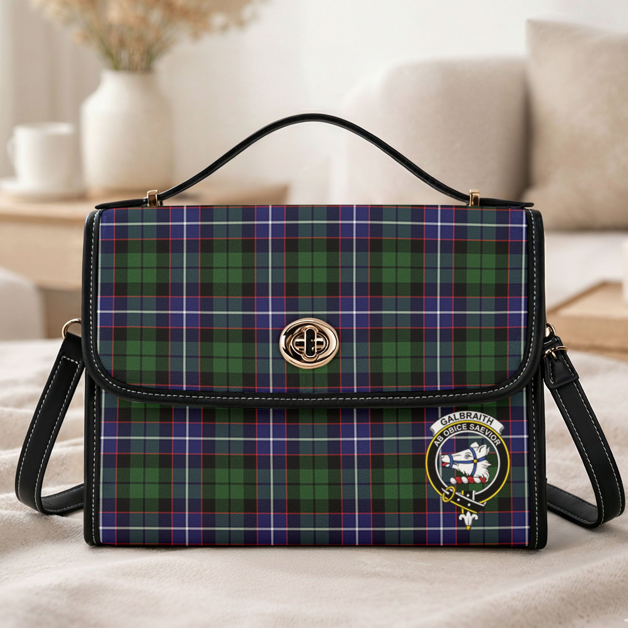 Galbraith Modern Tartan Crest Satchel Bag