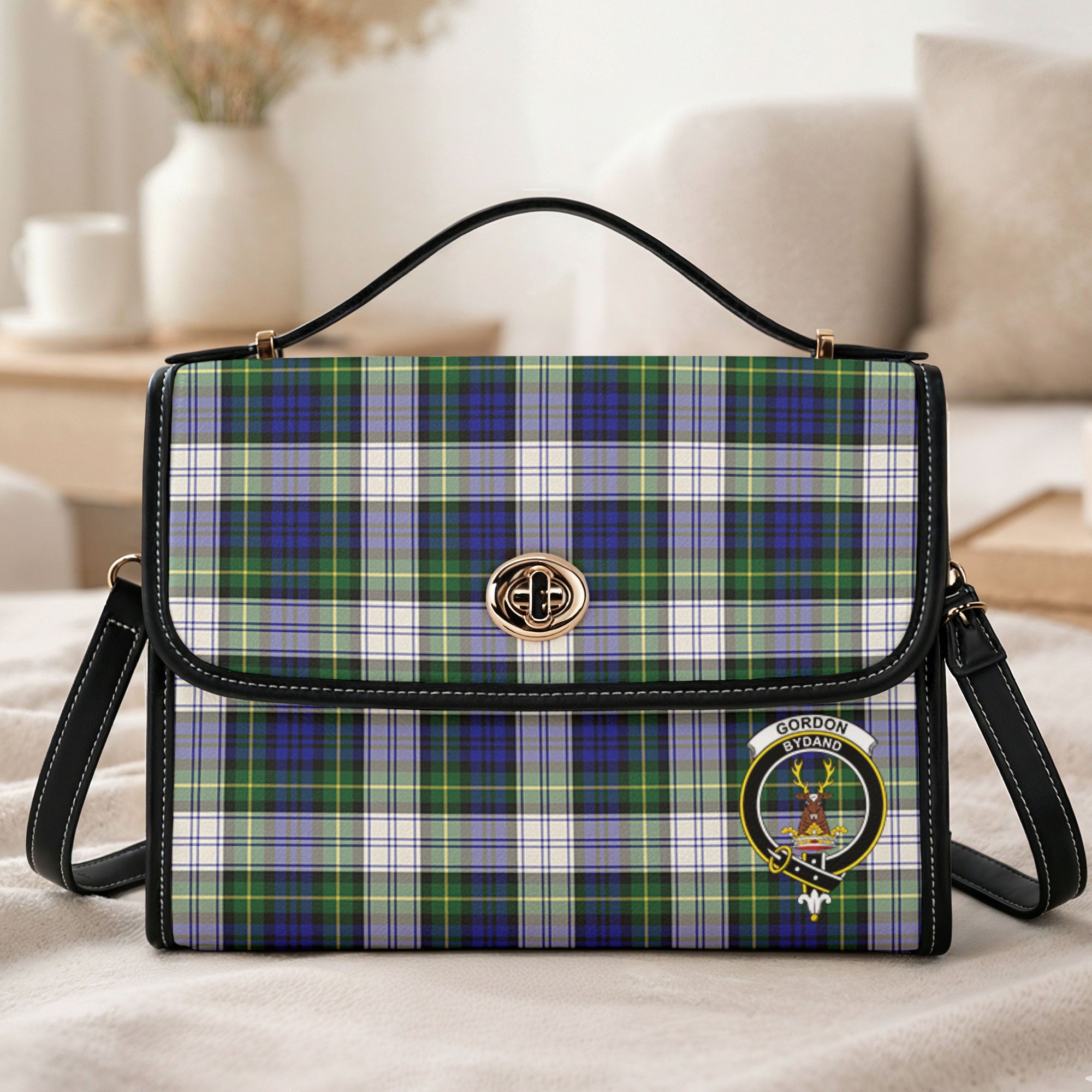 Gordon Dress Modern Tartan Crest Satchel Bag