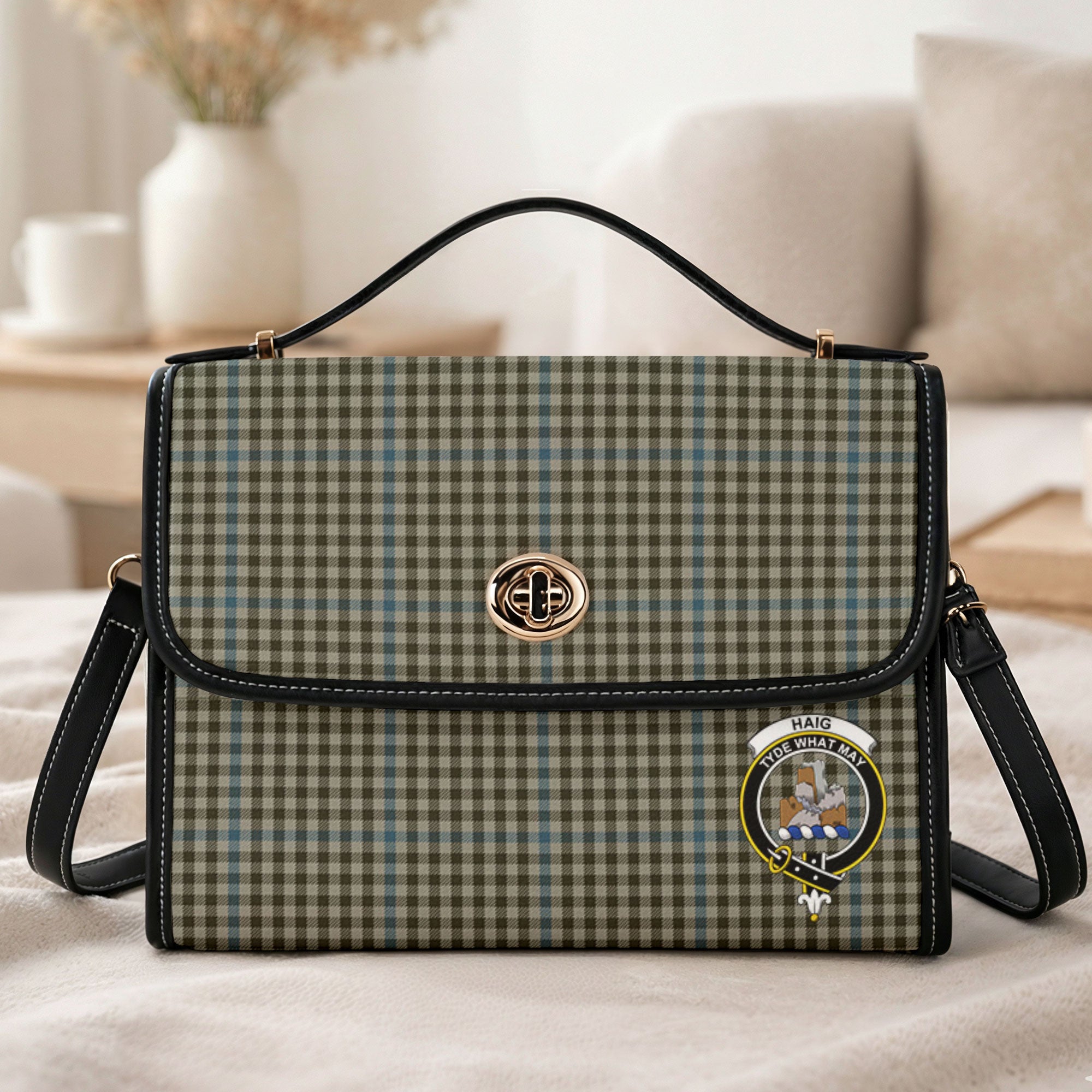 Haig Check Tartan Crest Satchel Bag