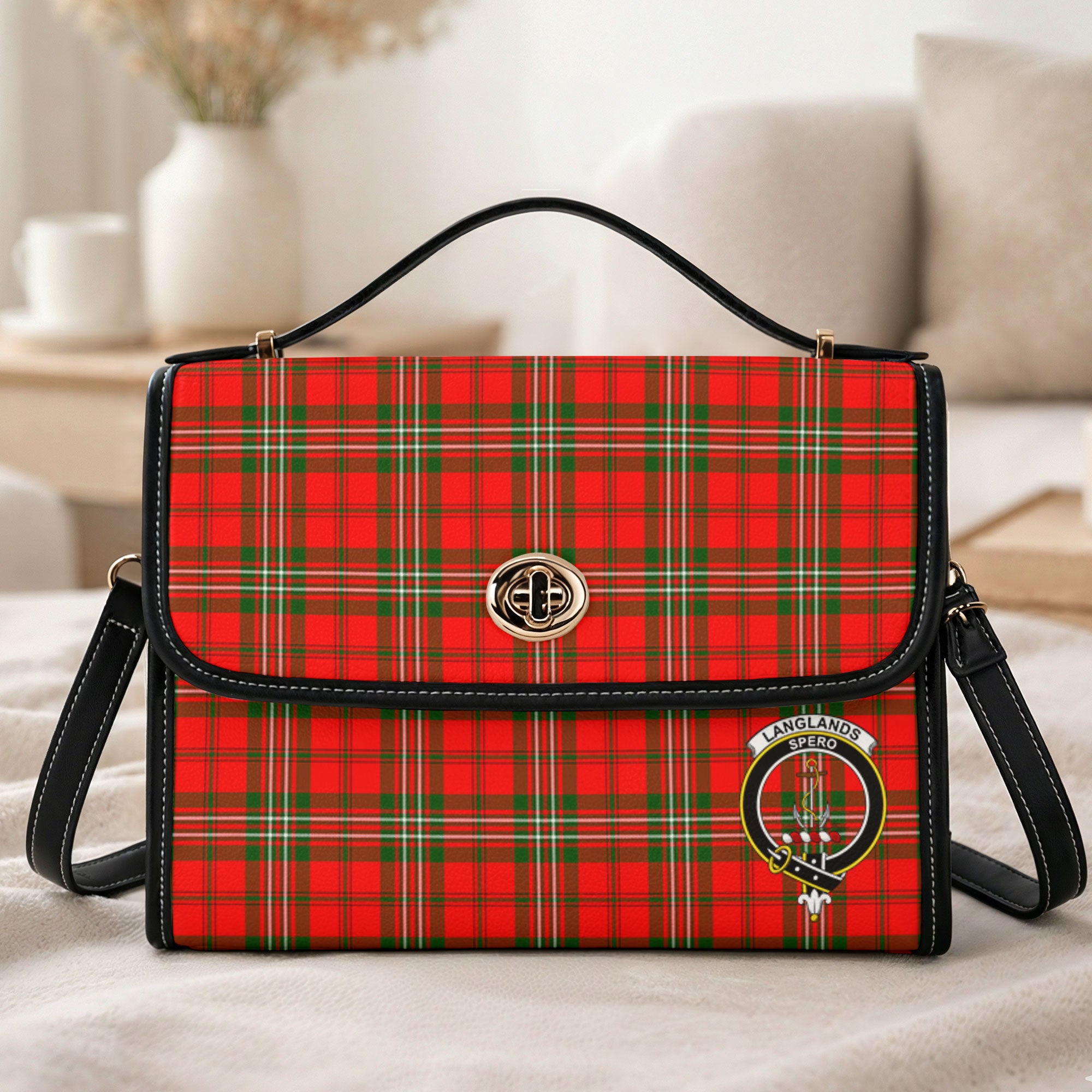 Langlands Tartan Crest Satchel Bag