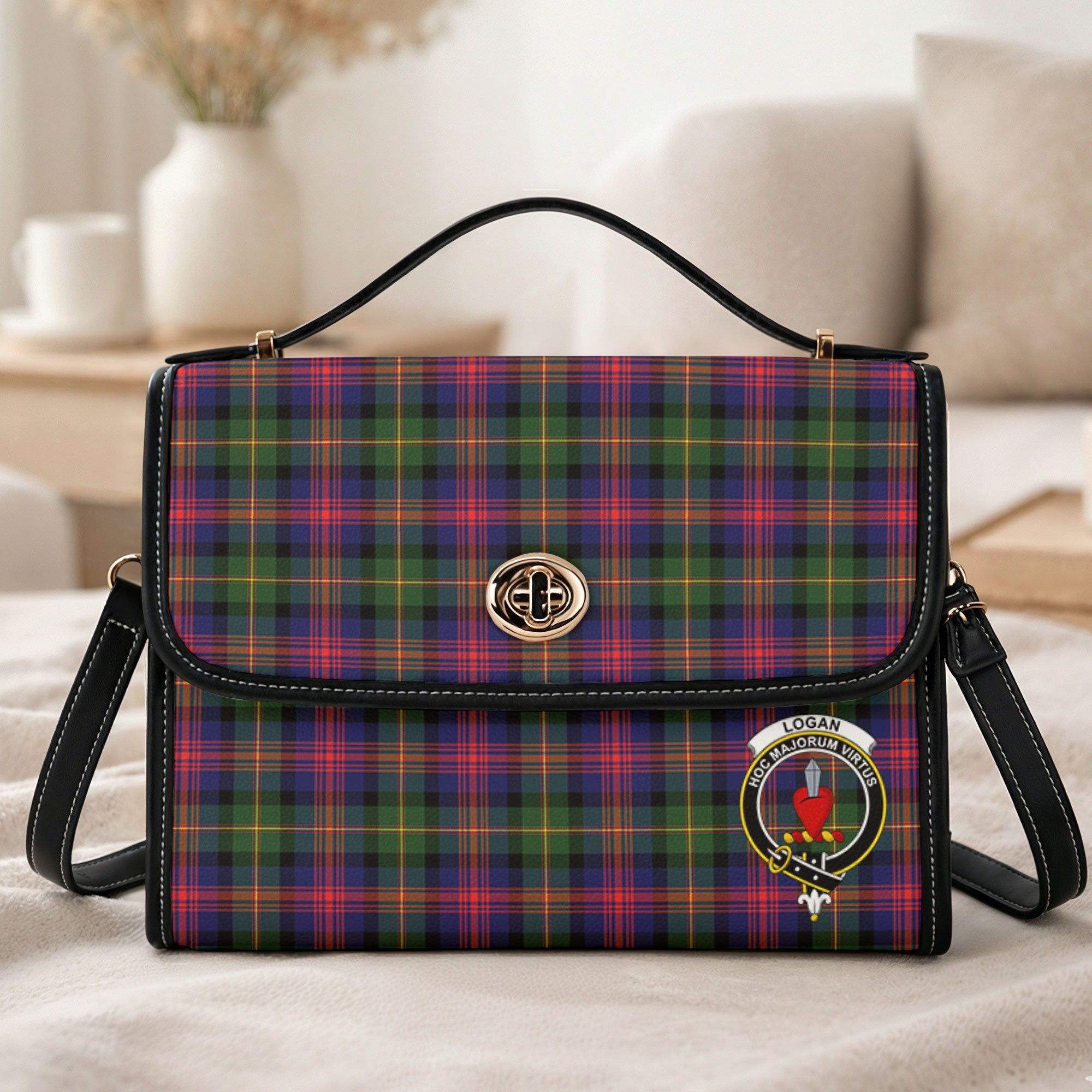 Logan Modern Tartan Crest Satchel Bag