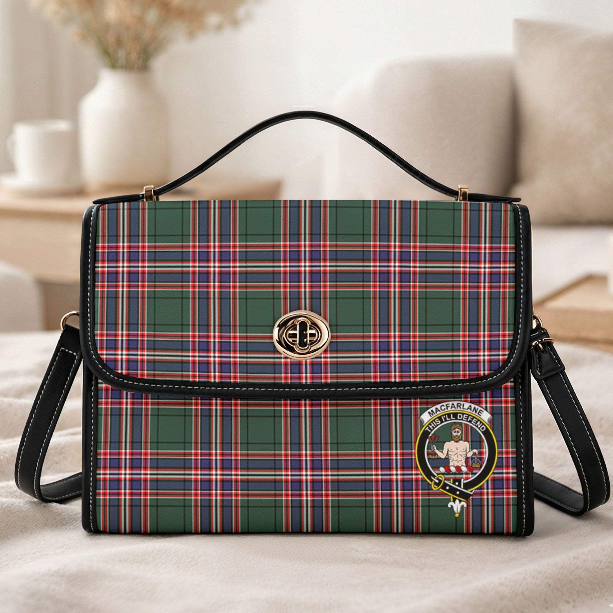 MacFarlane Hunting Modern Tartan Crest Satchel Bag