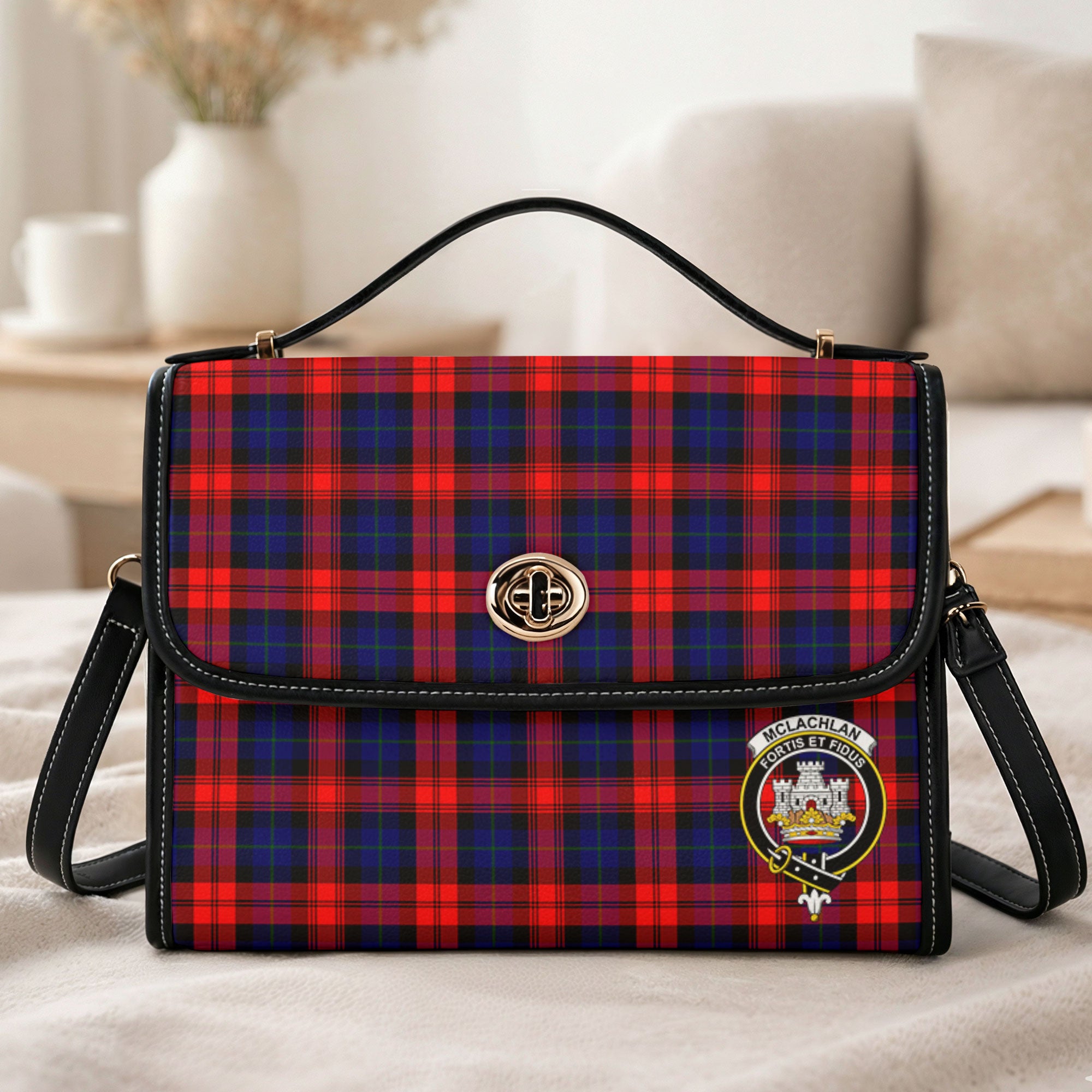 McLachlan Modern Tartan Crest Satchel Bag