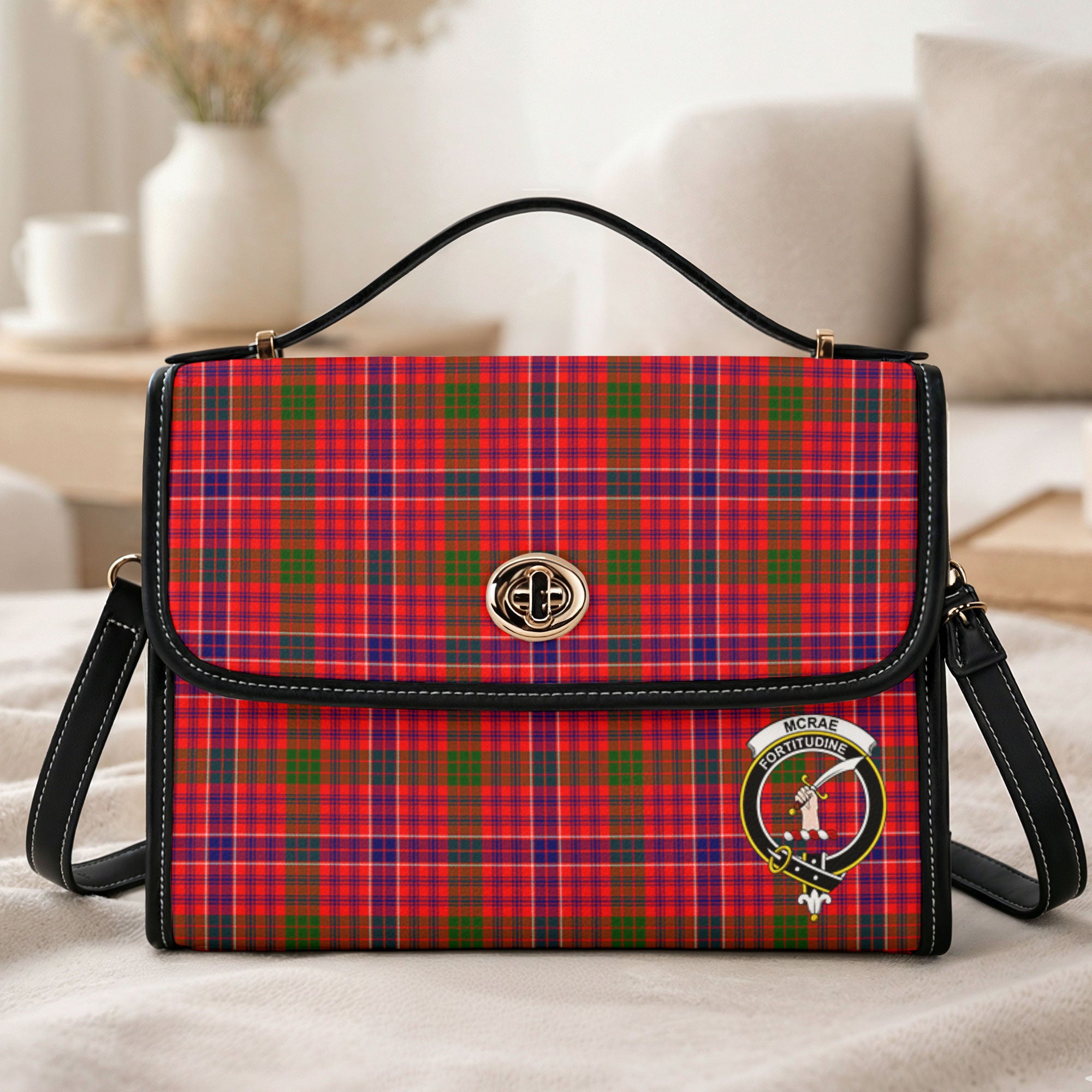 McRae Modern Tartan Crest Satchel Bag