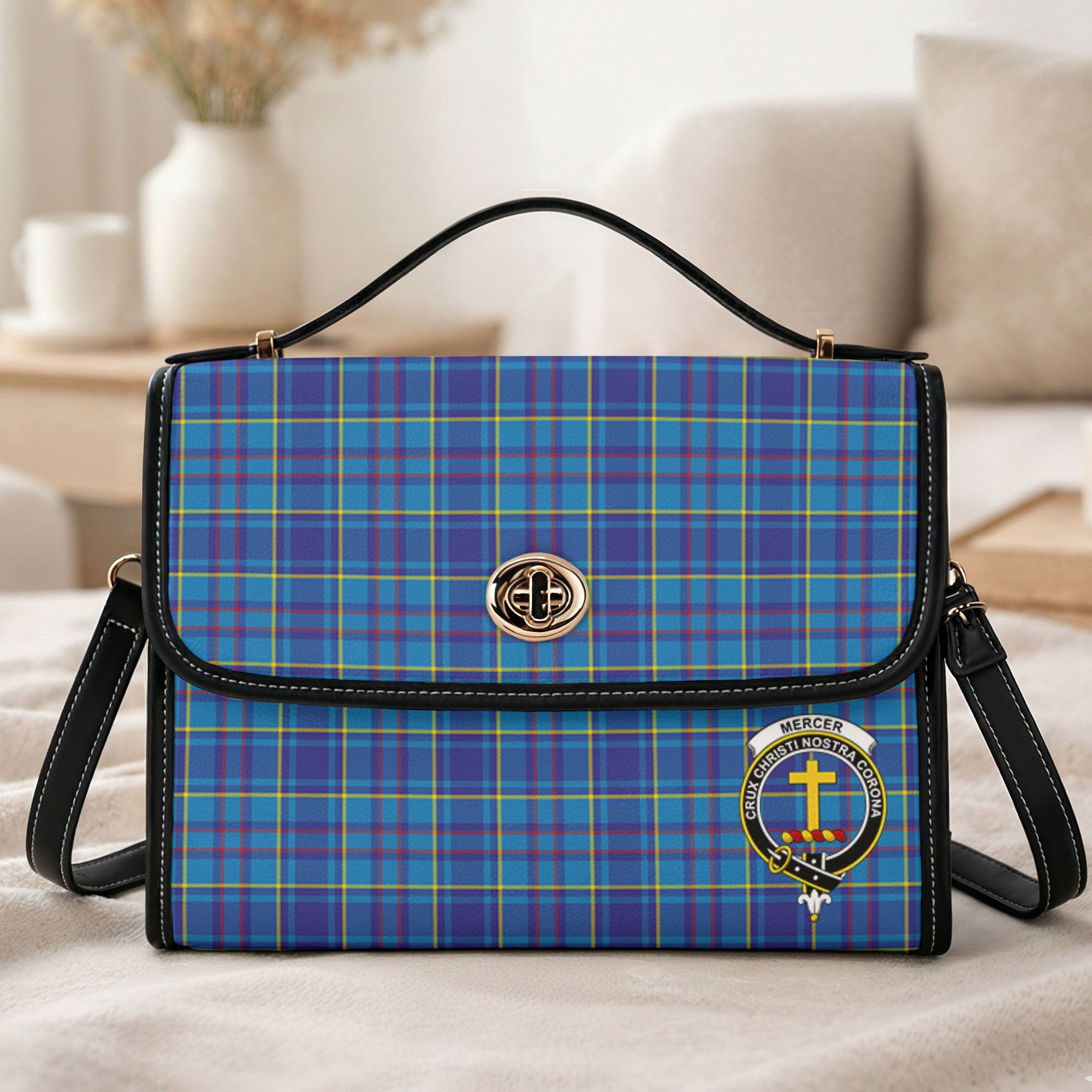 Mercer Modern Tartan Crest Satchel Bag