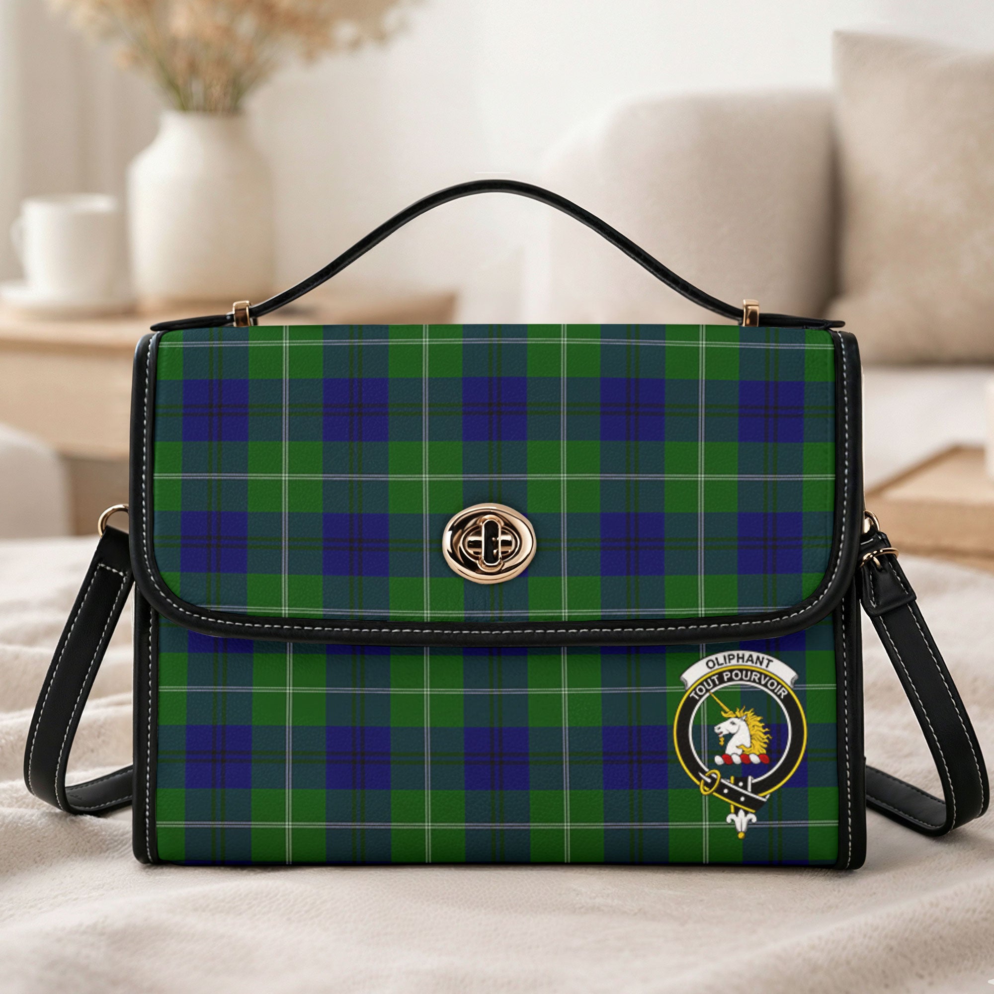 Oliphant Modern Tartan Crest Satchel Bag