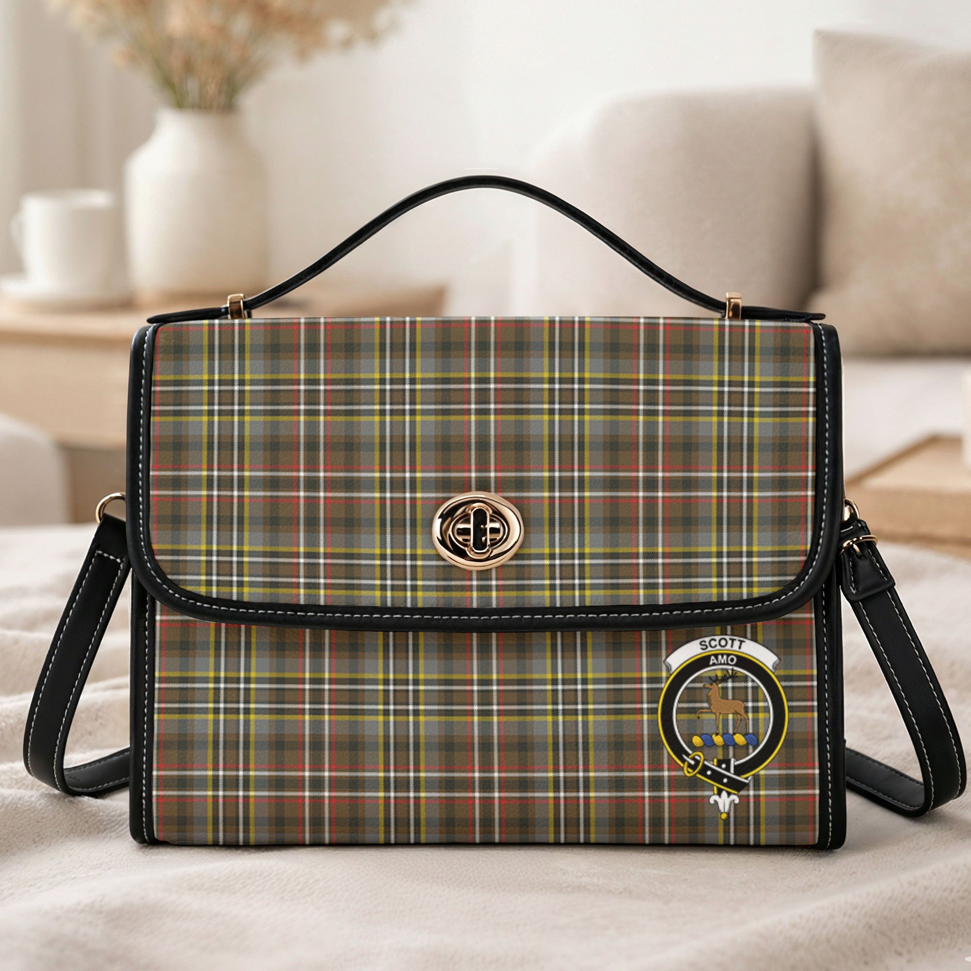 Scott Green Weathered Tartan Crest Satchel Bag