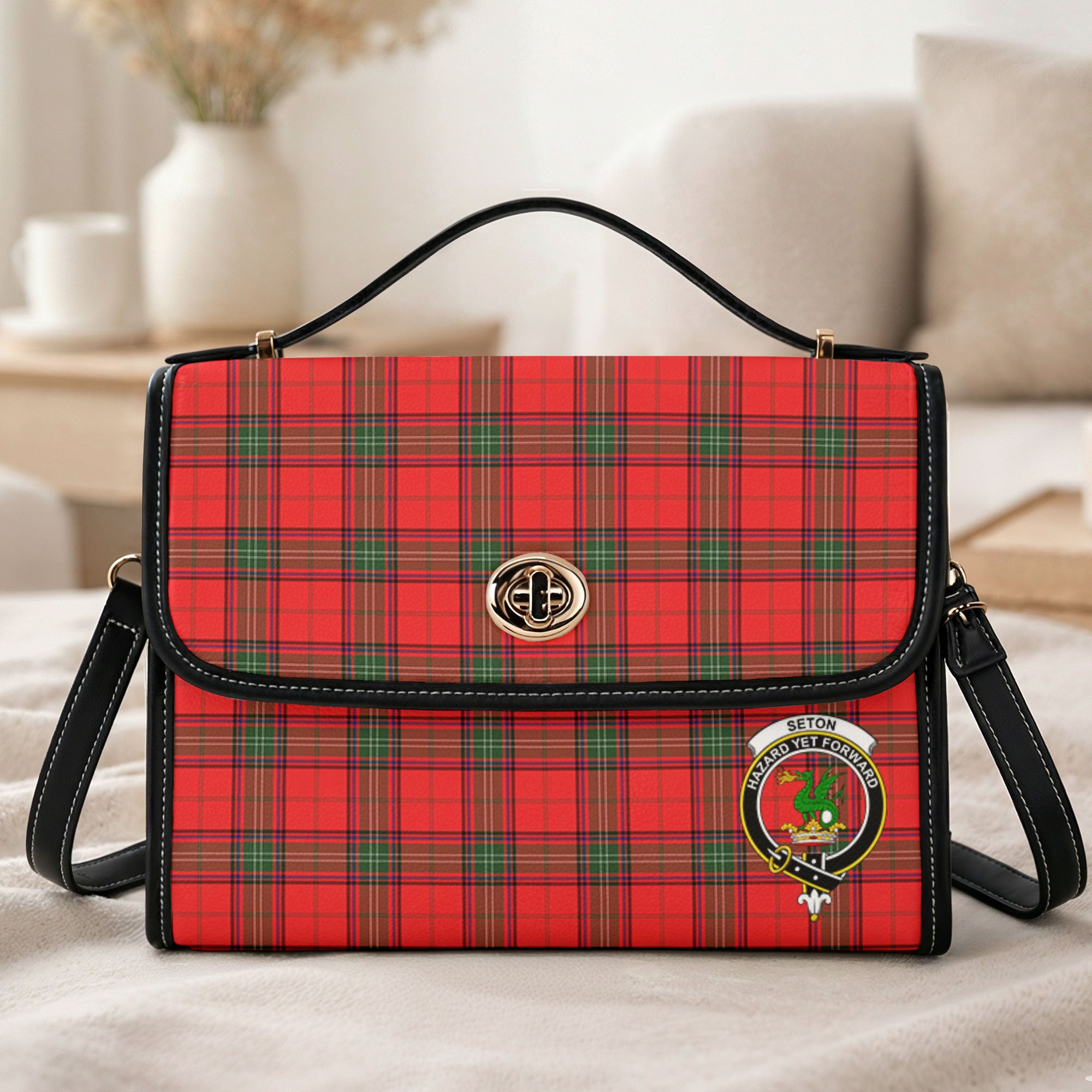 Seton Modern Tartan Crest Satchel Bag