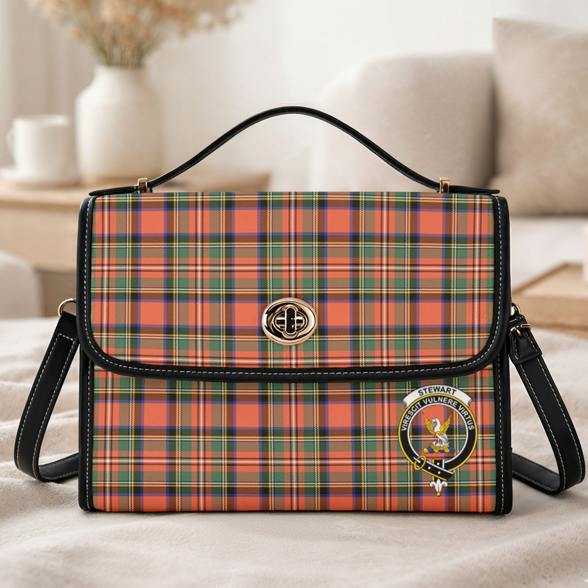 Stewart Royal Ancient Tartan Crest Satchel Bag
