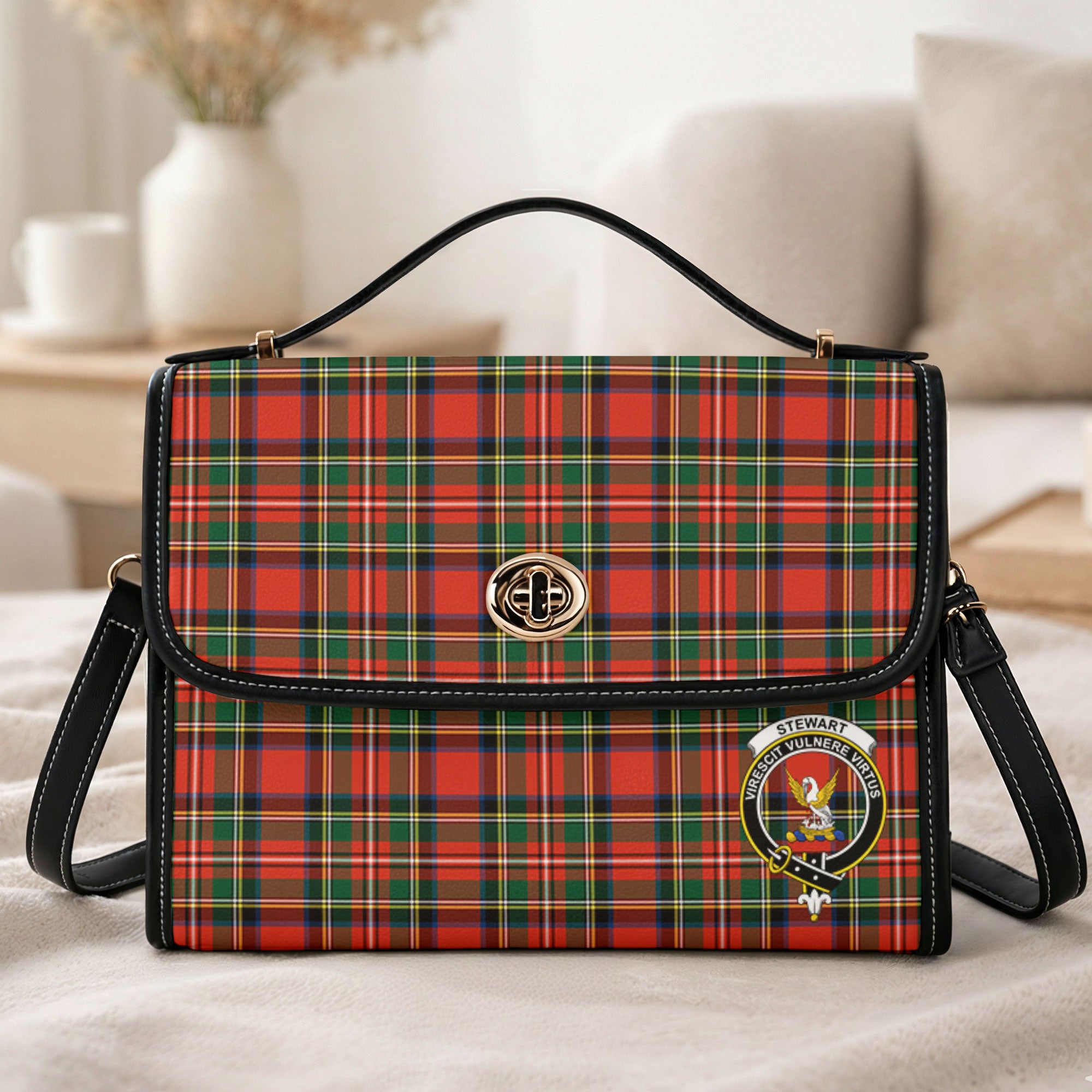 Stewart Royal Modern Tartan Crest Satchel Bag