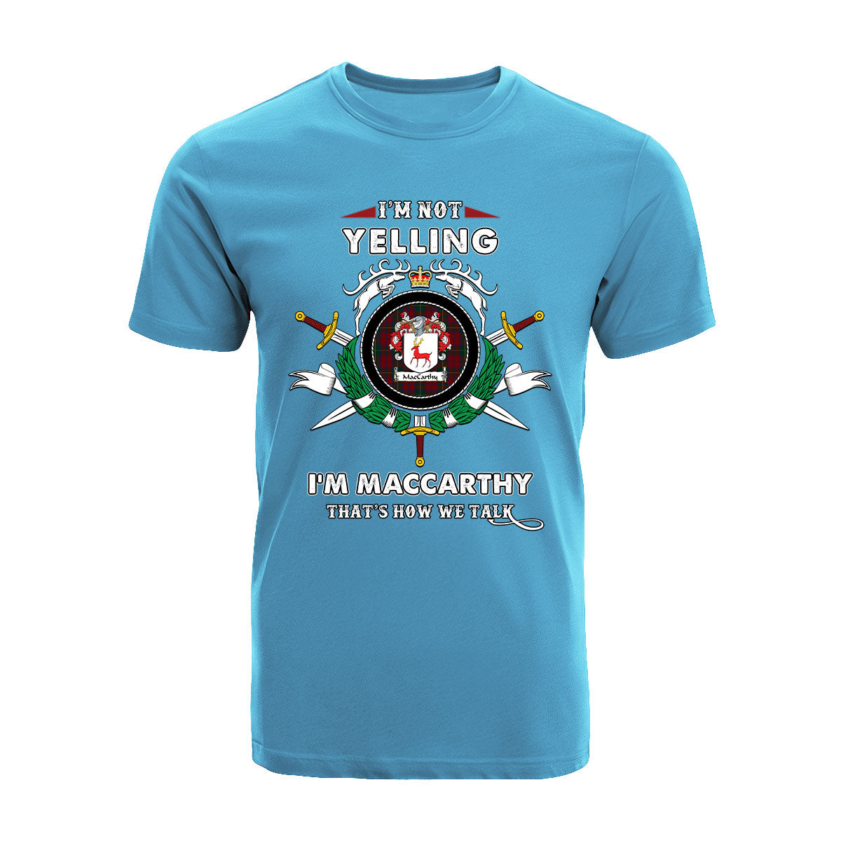 MacCarthy Tartan Crest T-shirt - I'm not yelling style