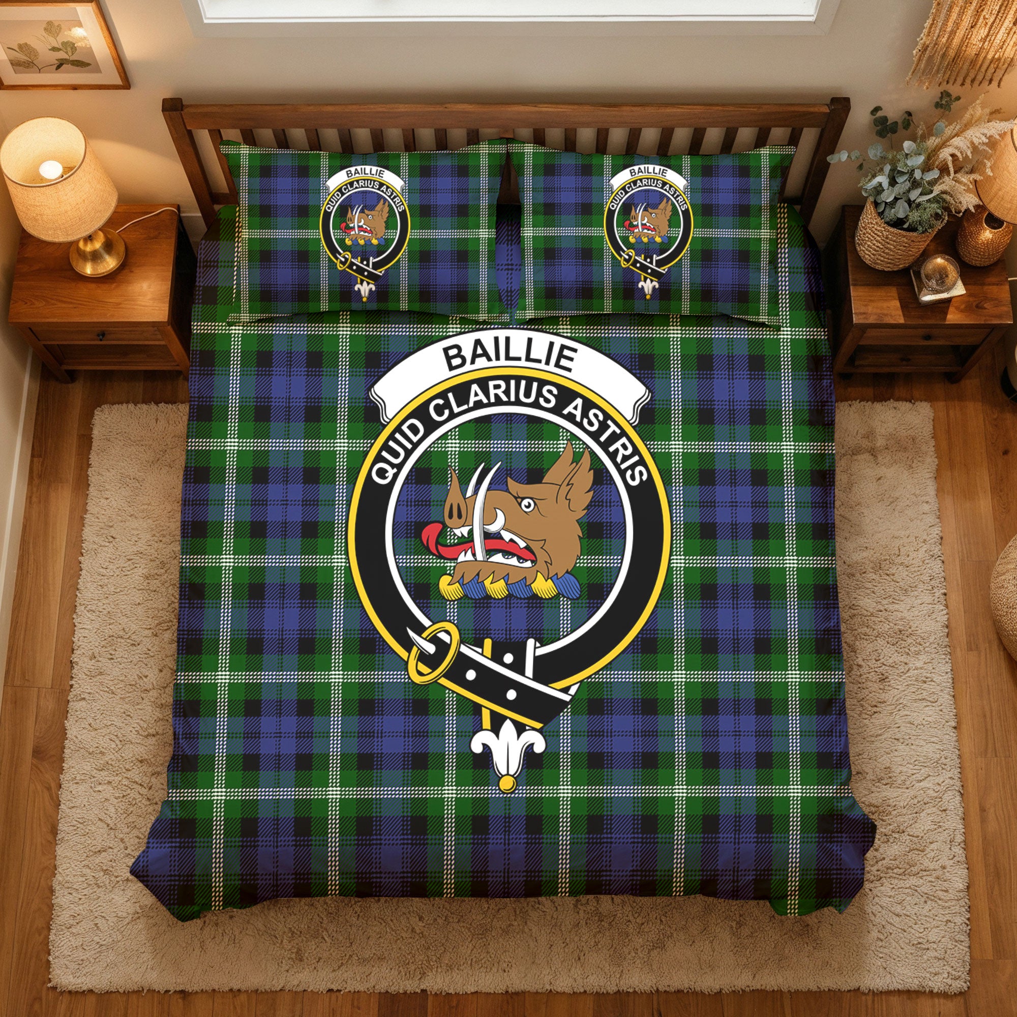 Baillie Modern Tartan Crest Bedding Set