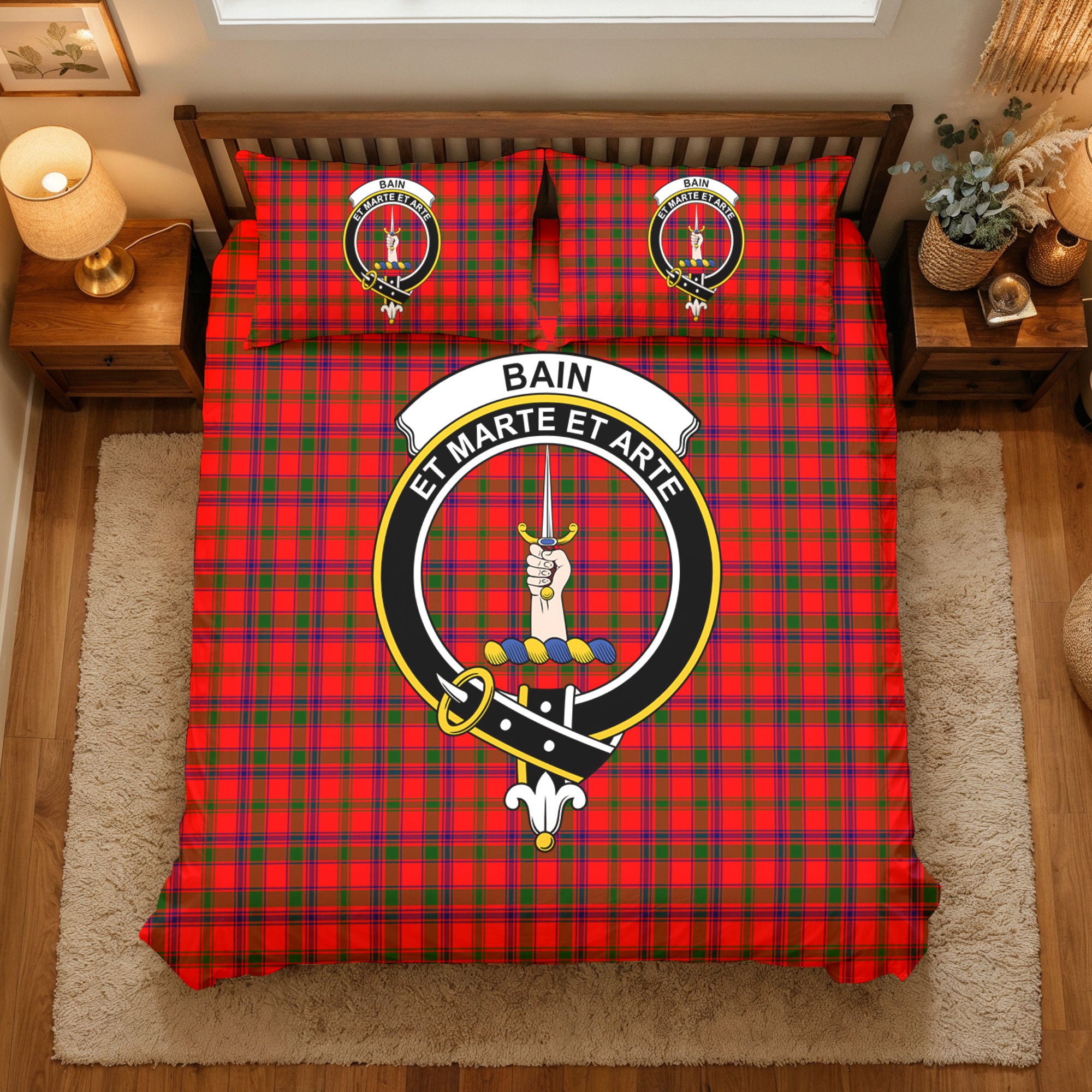 Bain Tartan Crest Bedding Set