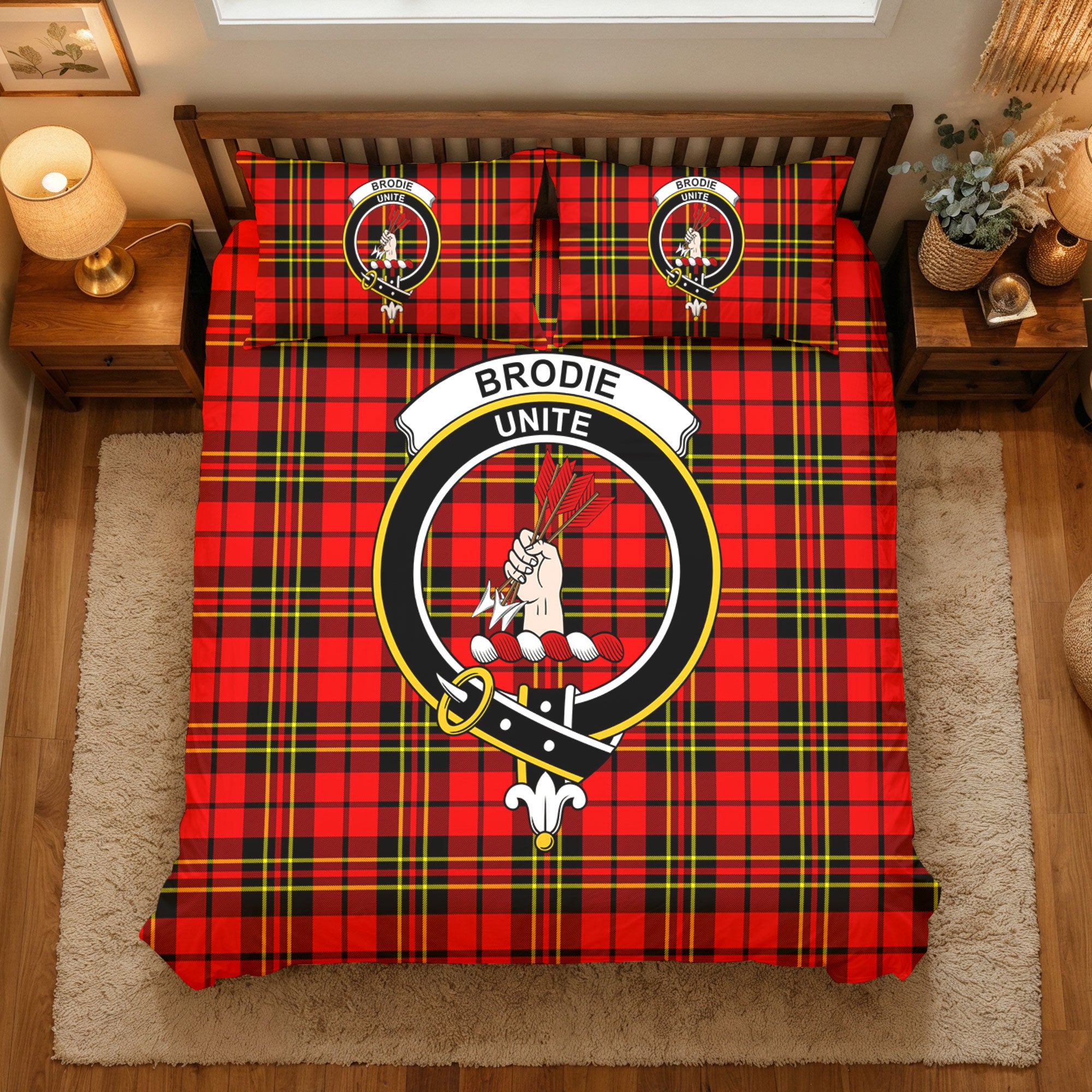 Brodie Modern Tartan Crest Bedding Set