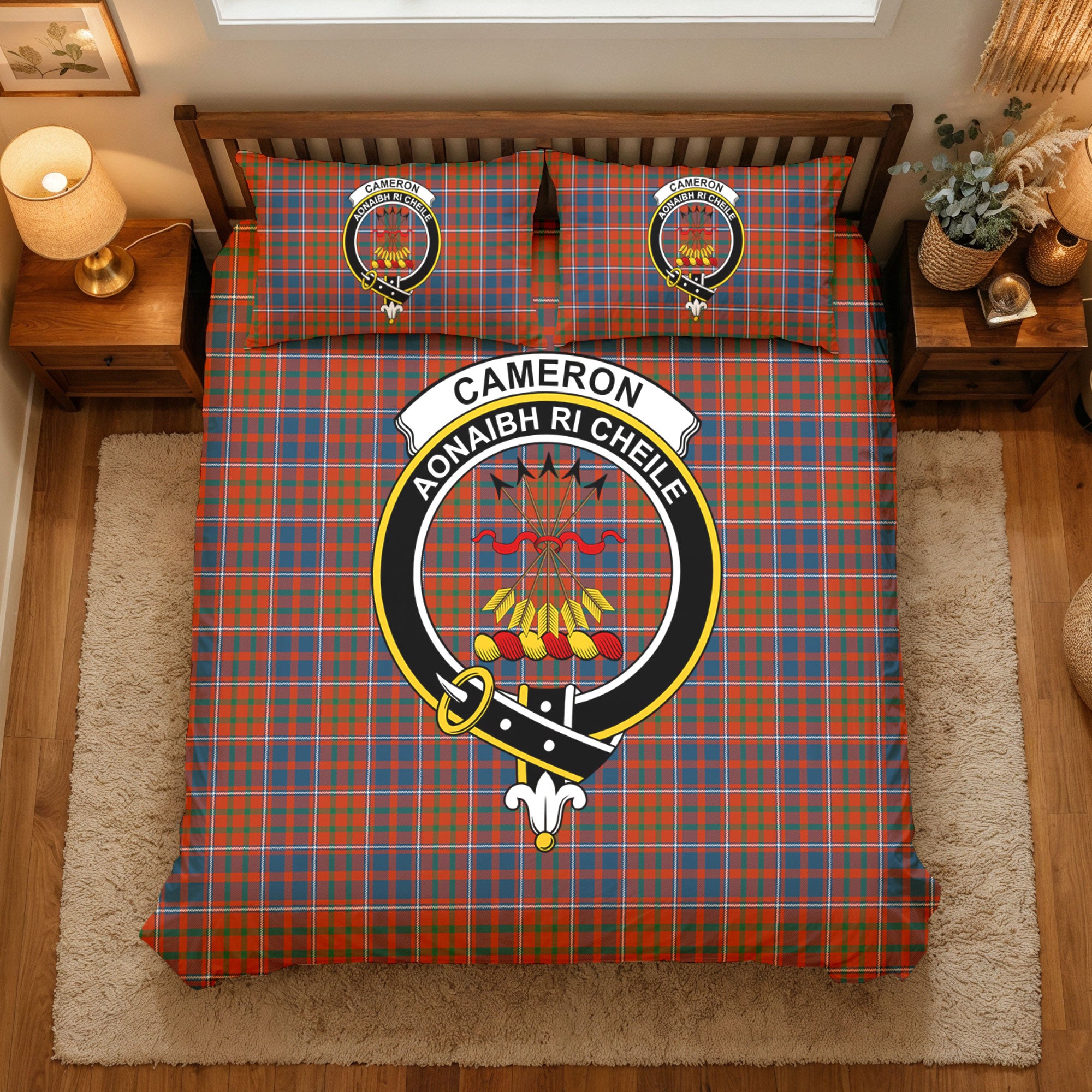 Cameron of Lochiel Ancient Tartan Crest Bedding Set