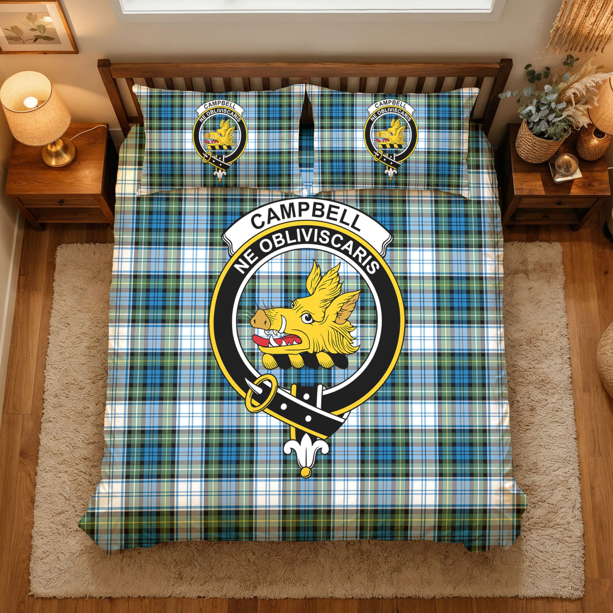 Campbell Dress Ancient Tartan Crest Bedding Set
