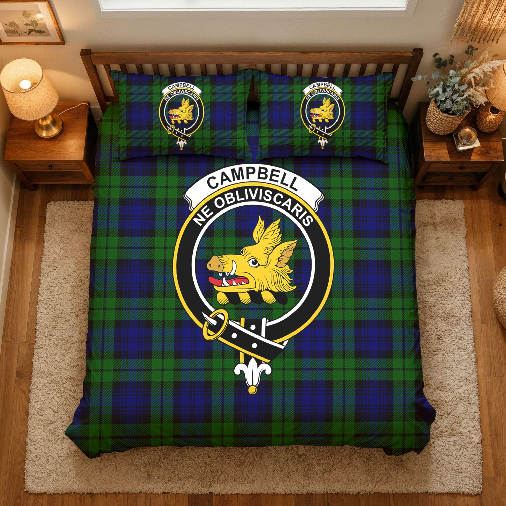 Campbell Modern Tartan Crest Bedding Set