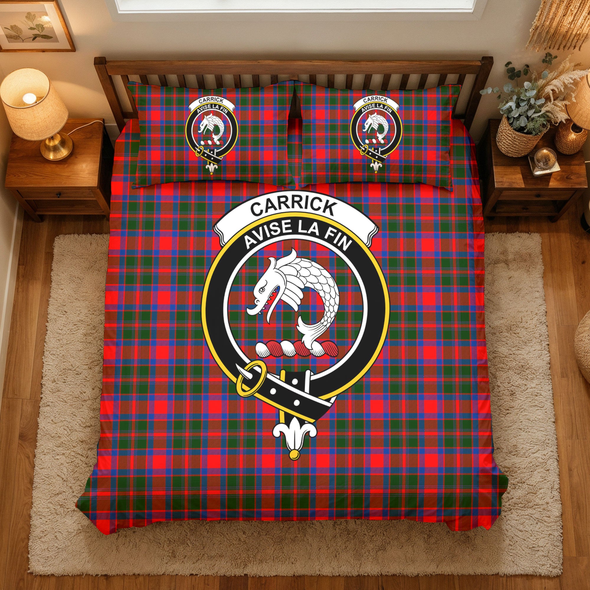 Carrick District Tartan Crest Bedding Set