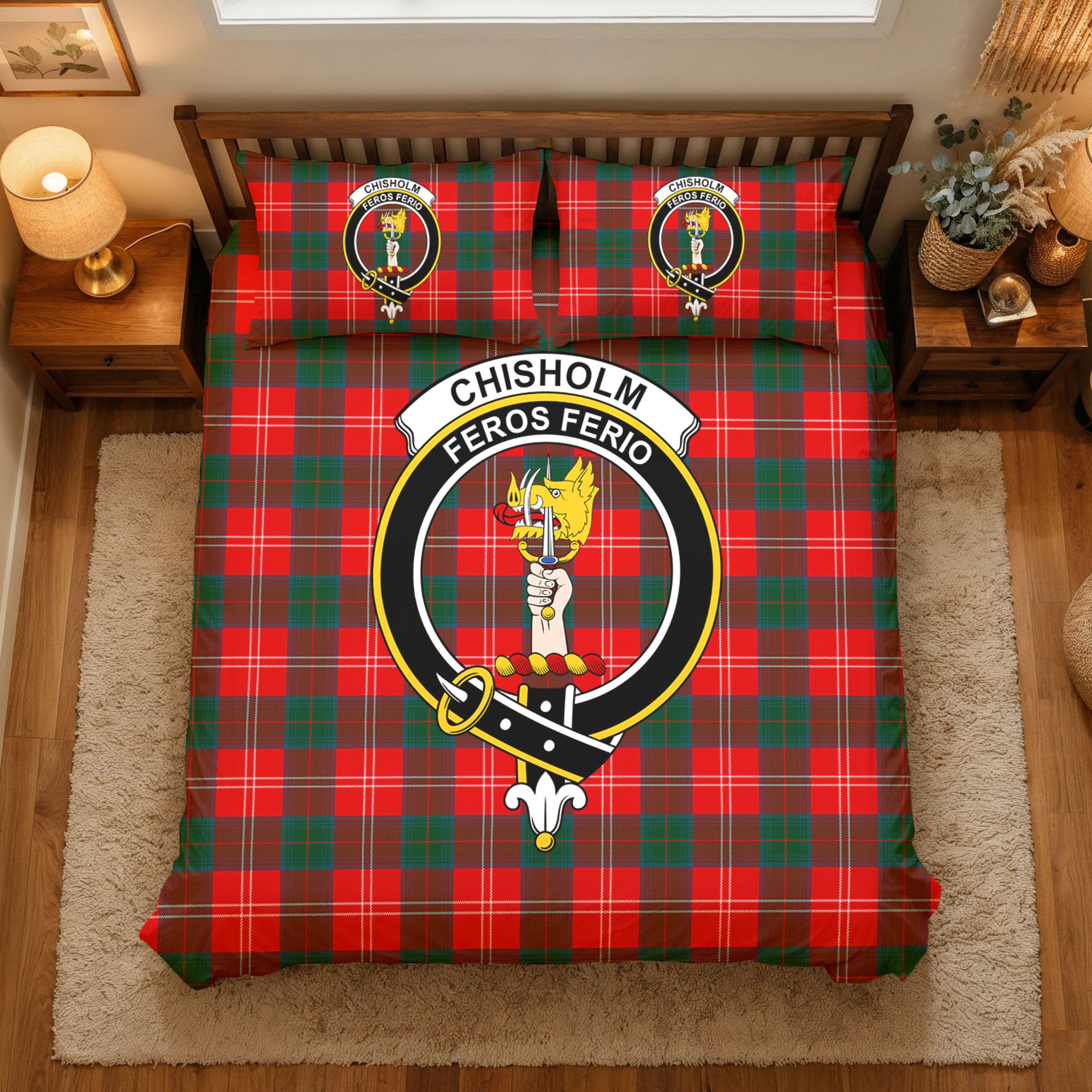 Chisholm Modern Tartan Crest Bedding Set