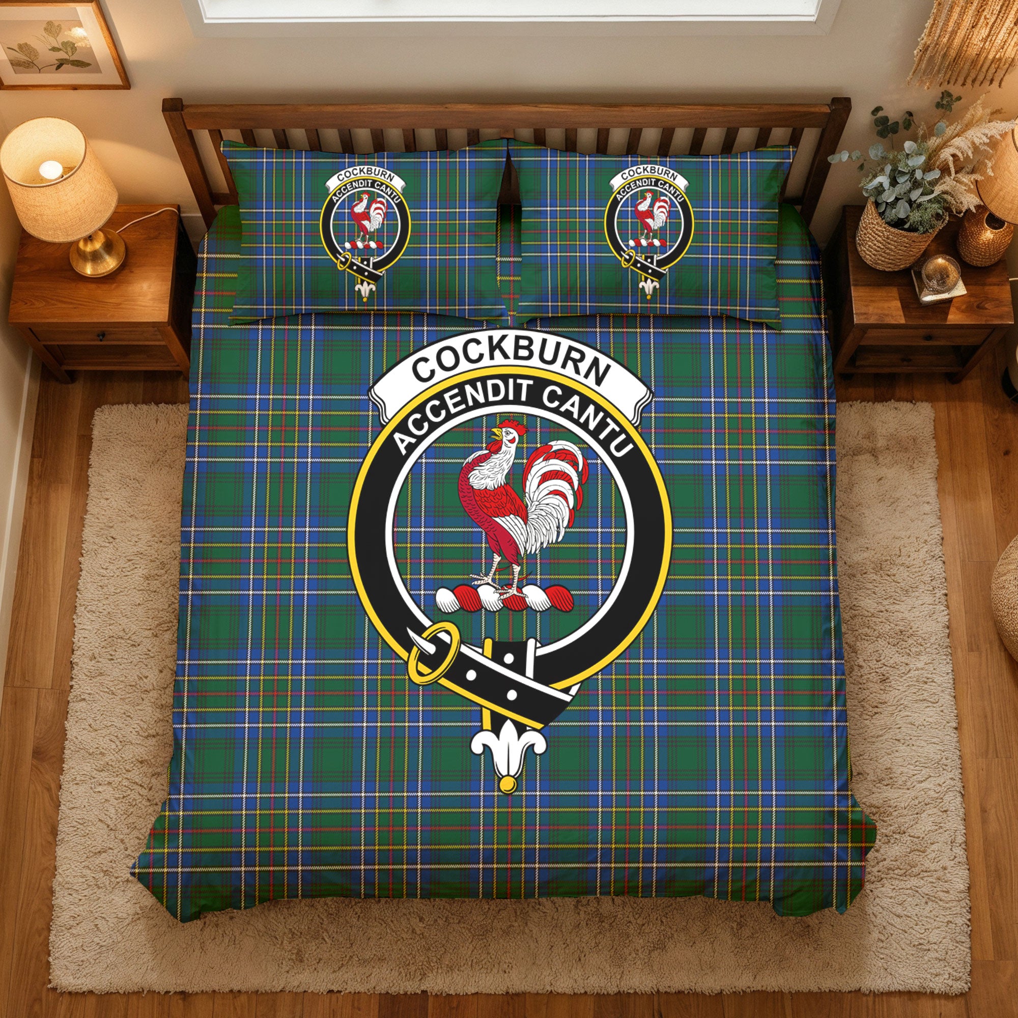 Cockburn Ancient Tartan Crest Bedding Set
