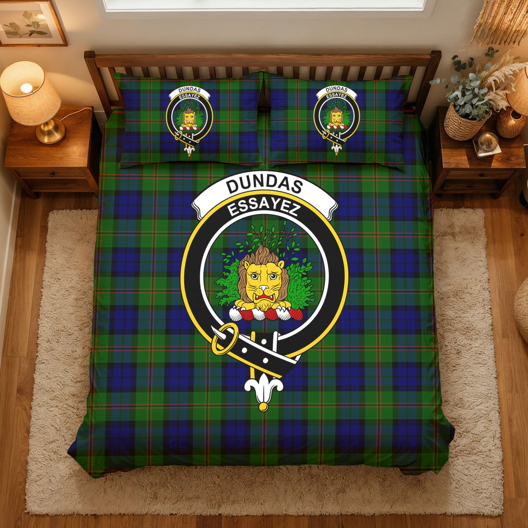 Dundas Modern Tartan Crest Bedding Set