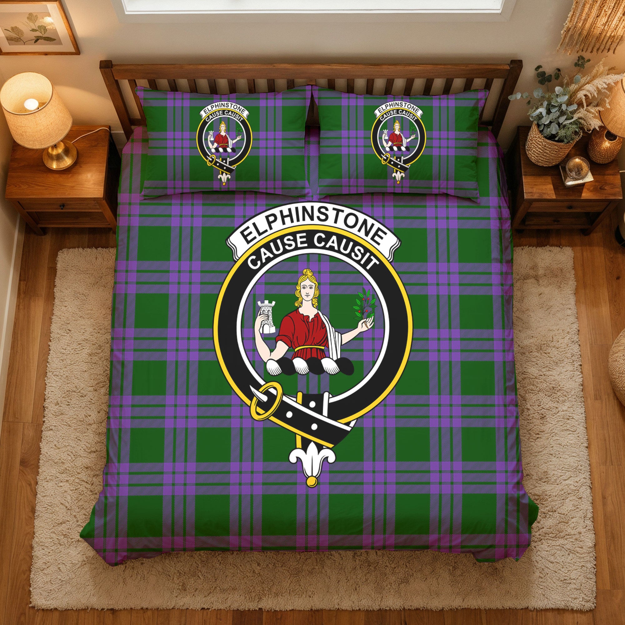 Elphinstone Tartan Crest Bedding Set