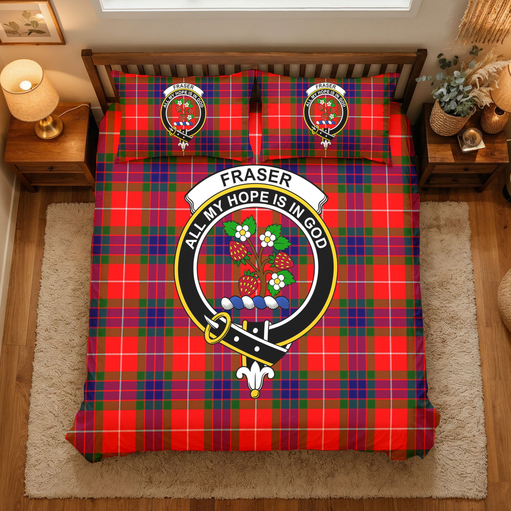 Fraser Tartan Crest Bedding Set