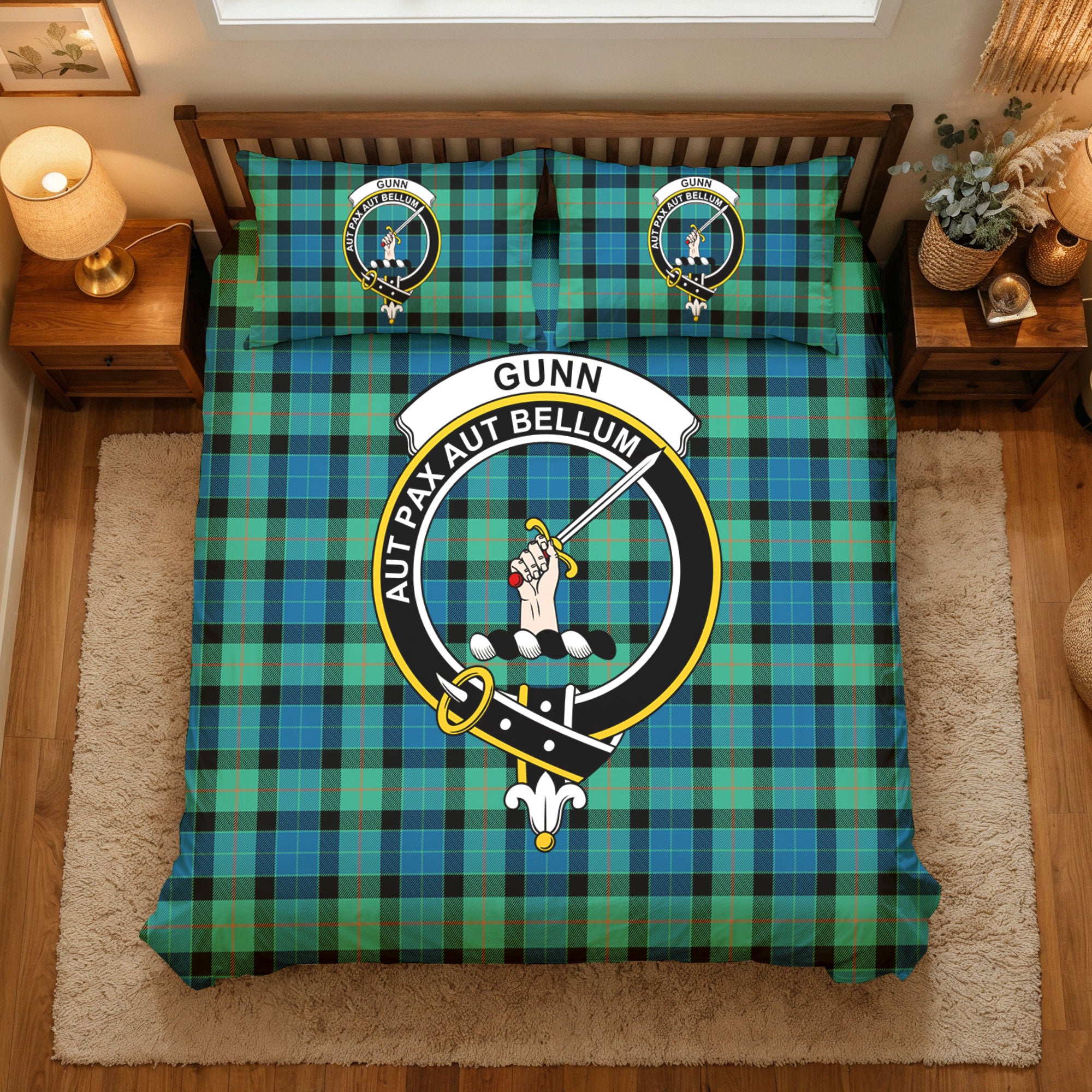 Gunn Ancient Tartan Crest Bedding Set