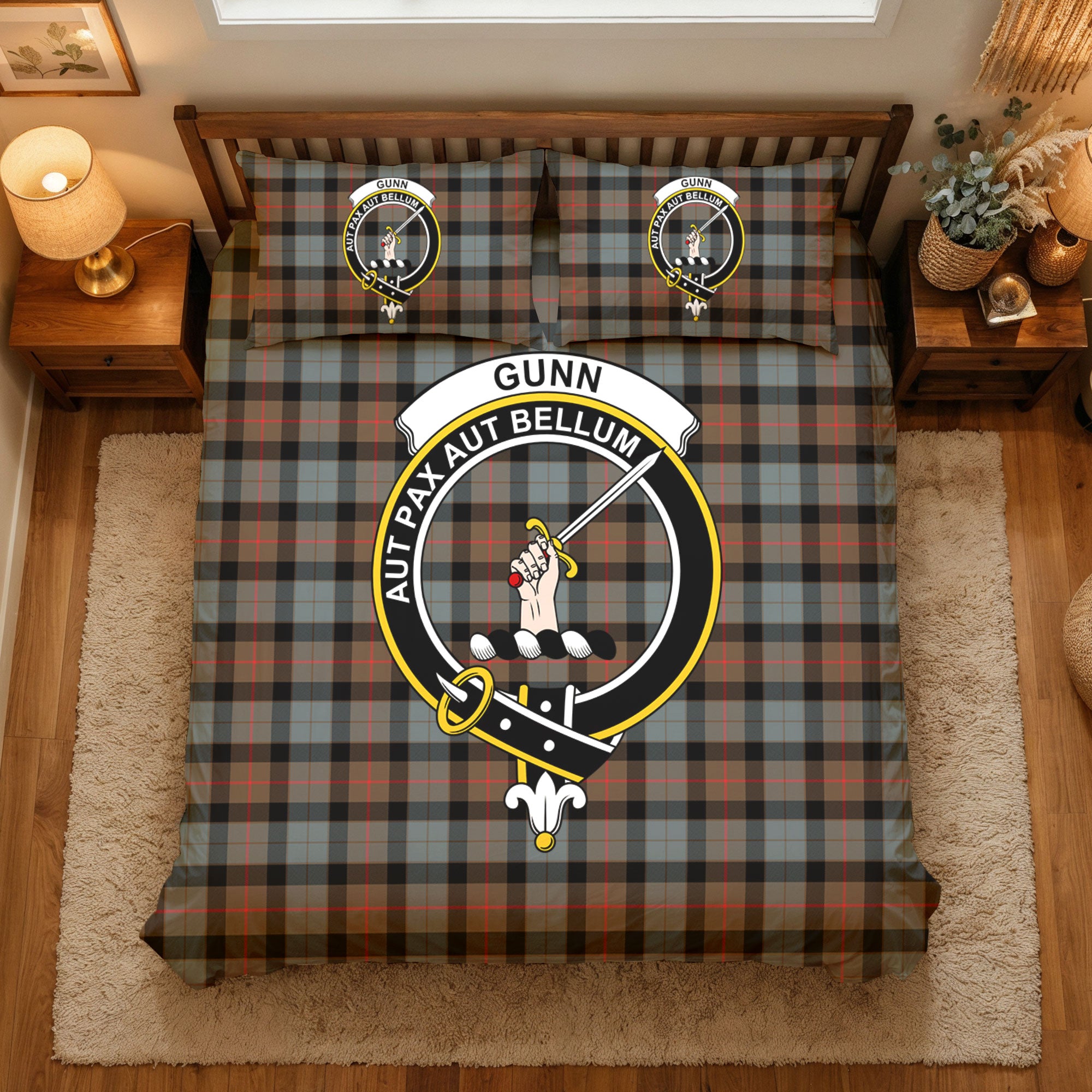 Gunn Weathered Tartan Crest Bedding Set