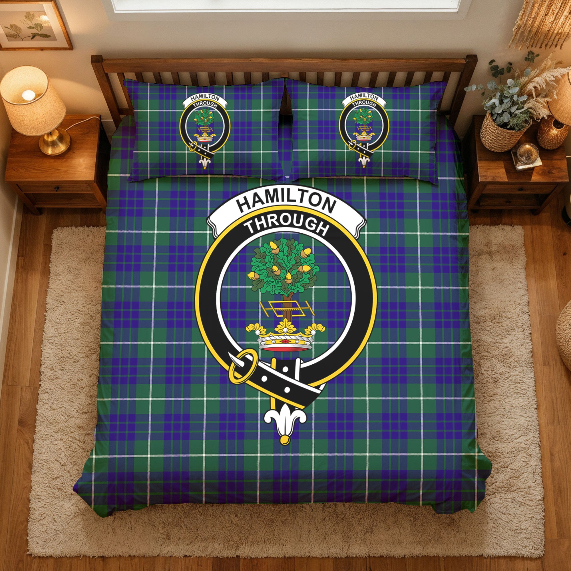 Hamilton Hunting Modern Tartan Crest Bedding Set