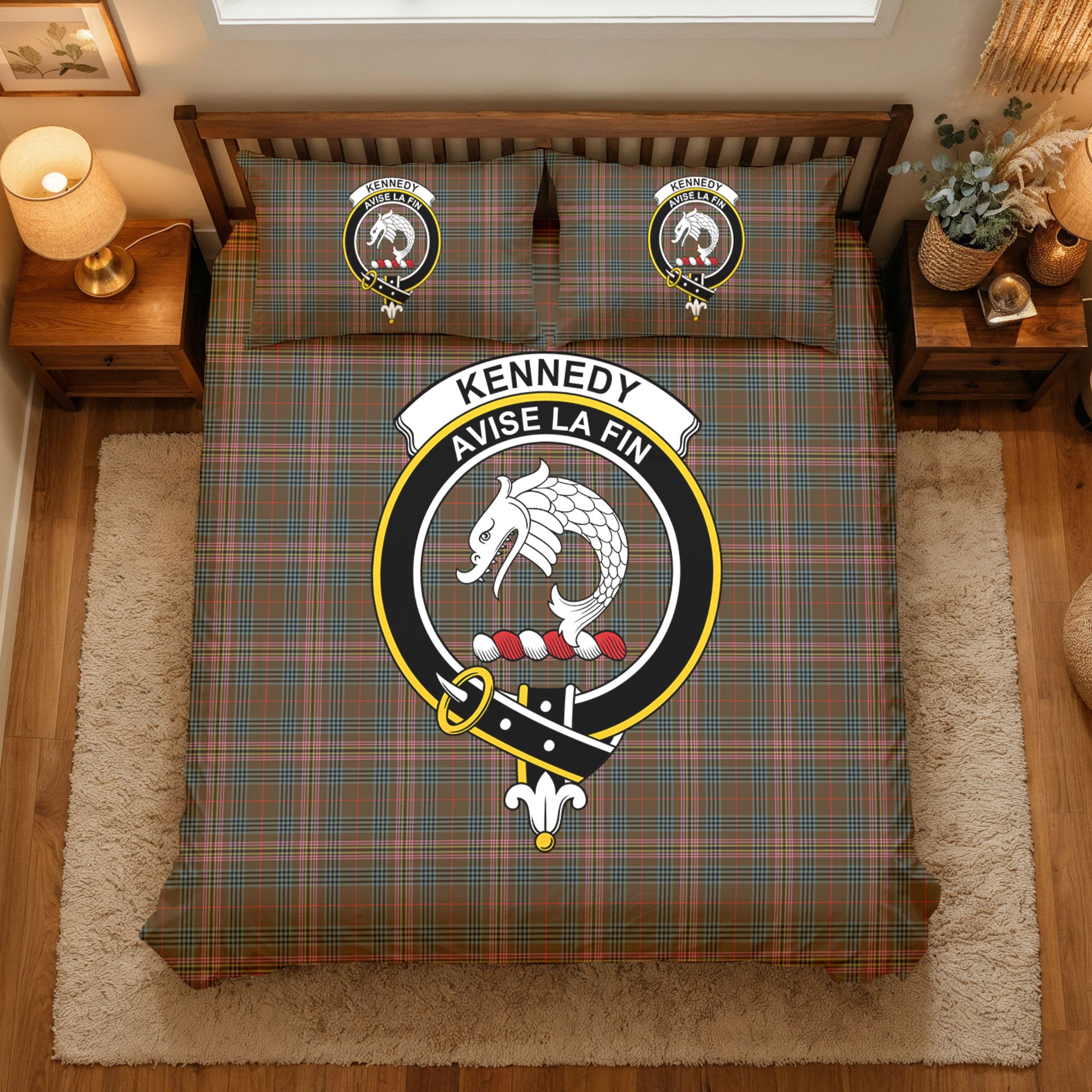 Kennedy Weathered Tartan Crest Bedding Set