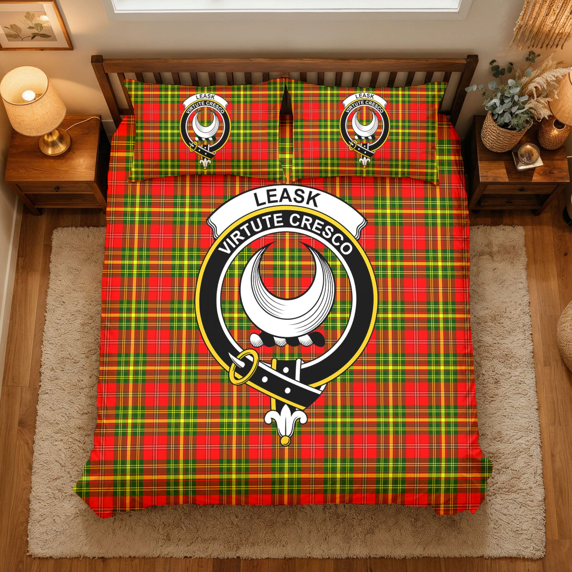 Leask Tartan Crest Bedding Set