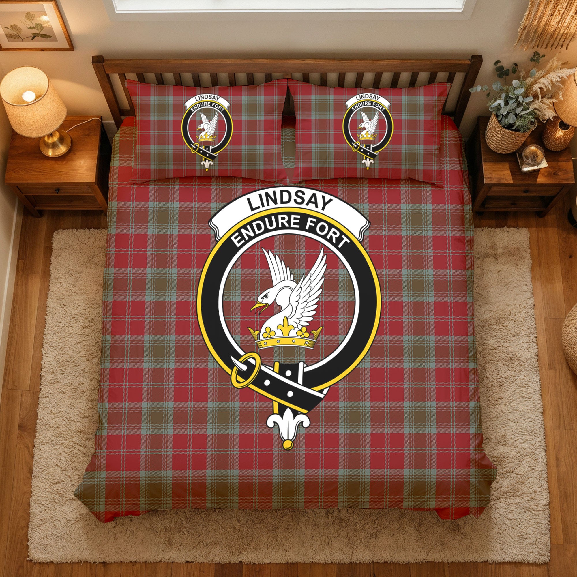 Lindsay Weathered Tartan Crest Bedding Set