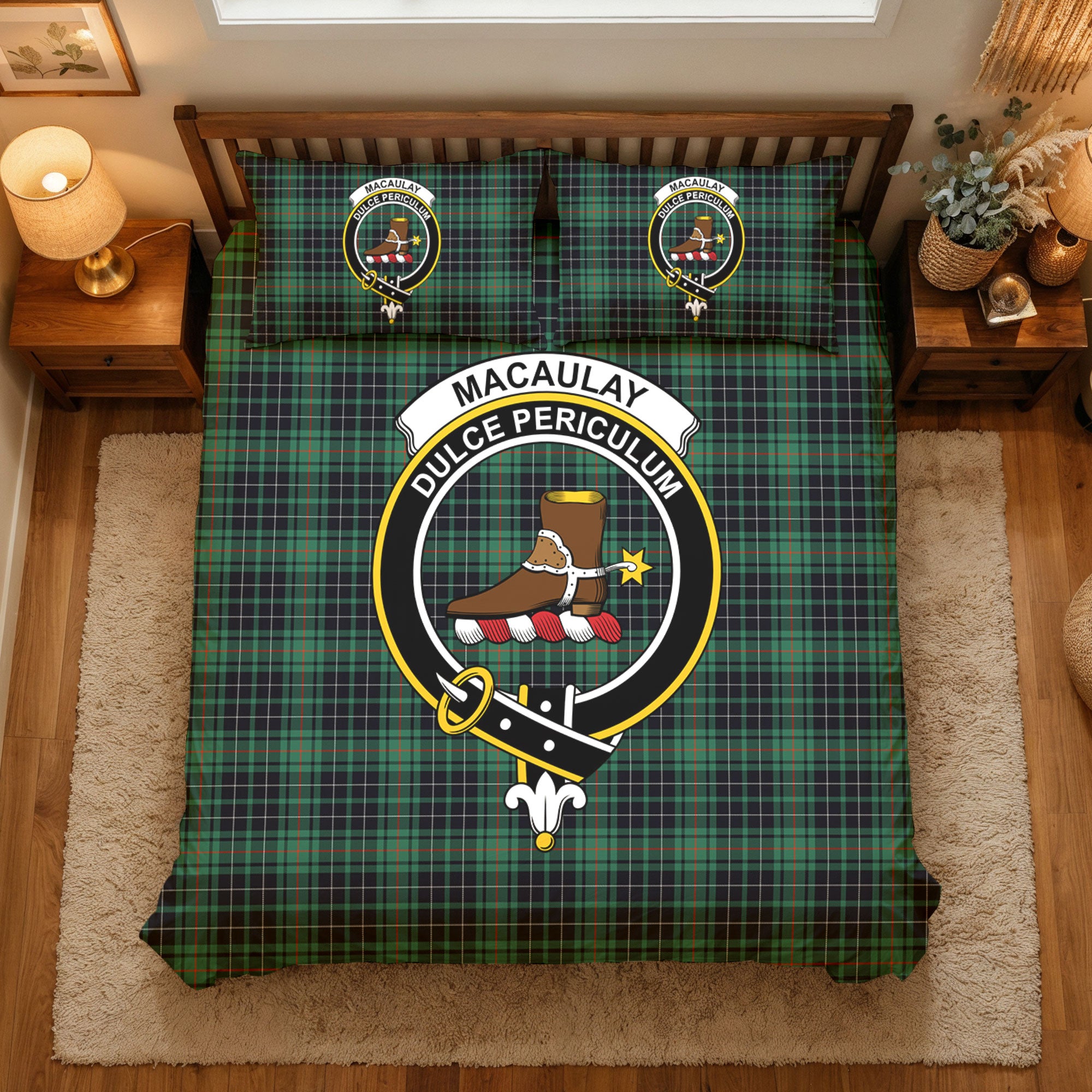 MacAulay Hunting Ancient Tartan Crest Bedding Set