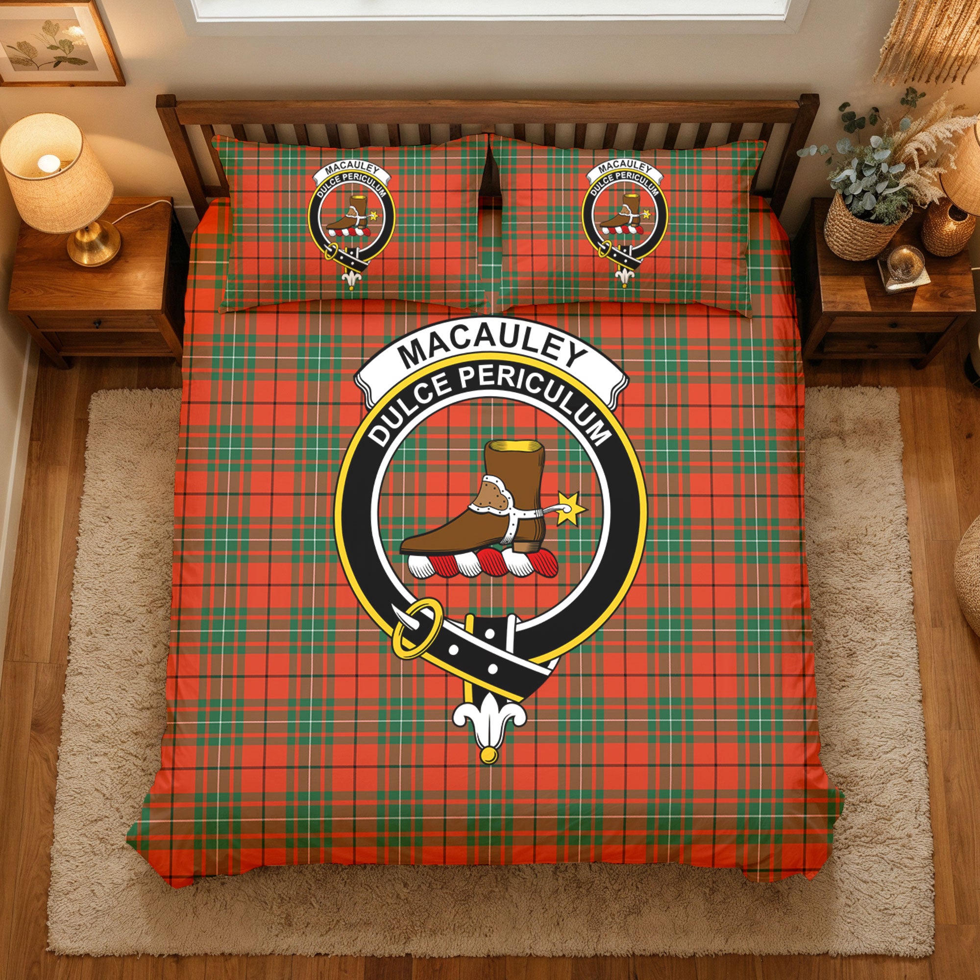 MacAuley Ancient Tartan Crest Bedding Set