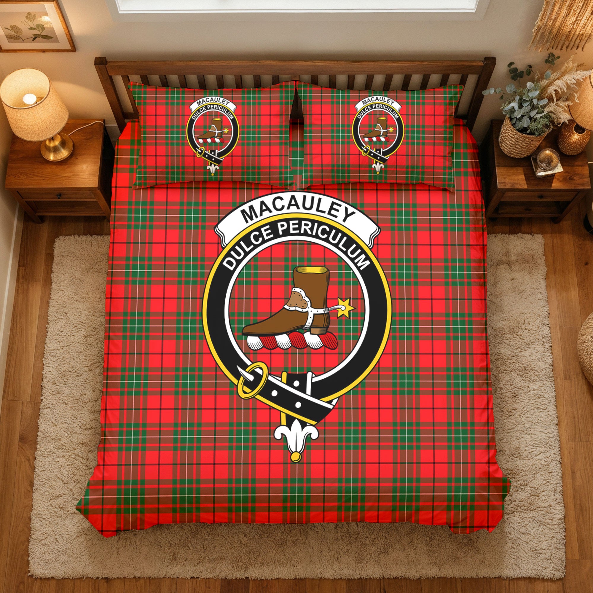 MacAuley Modern Tartan Crest Bedding Set