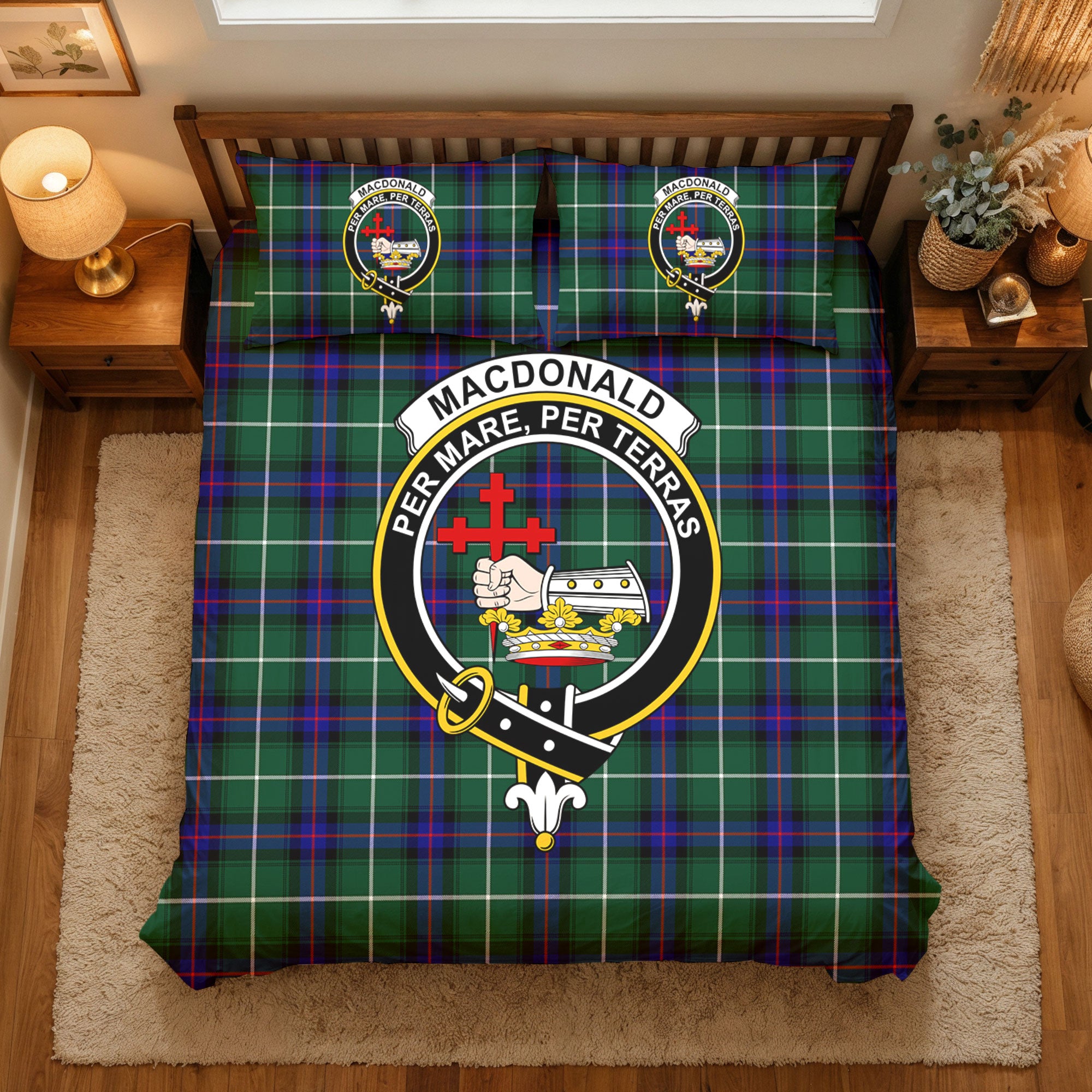 MacDonald of the Isles Hunting Modern Tartan Crest Bedding Set