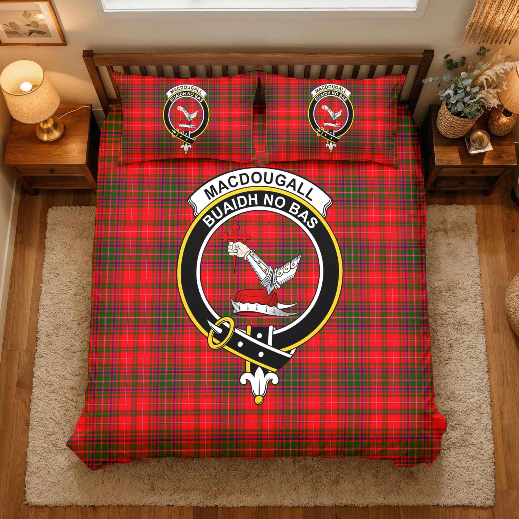 MacDougall Modern Tartan Crest Bedding Set