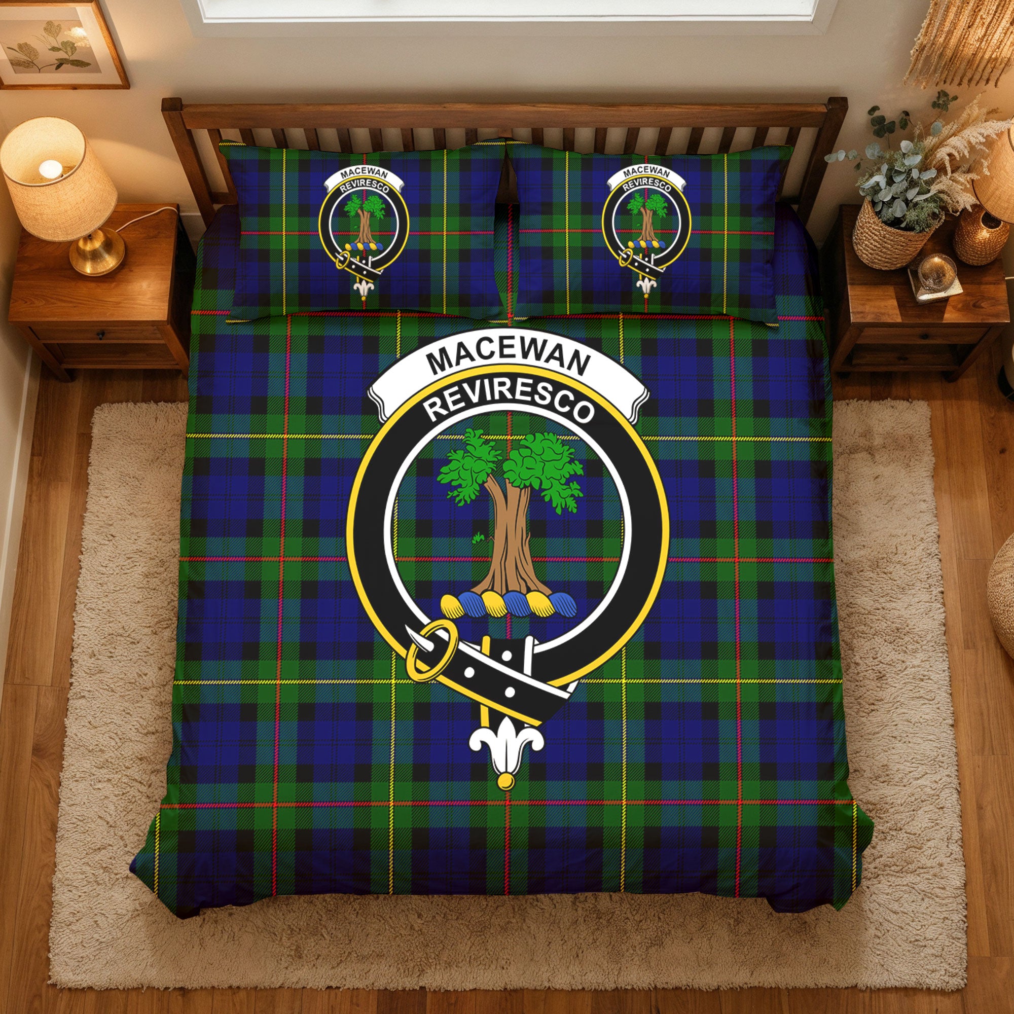 MacEwan Modern Tartan Crest Bedding Set