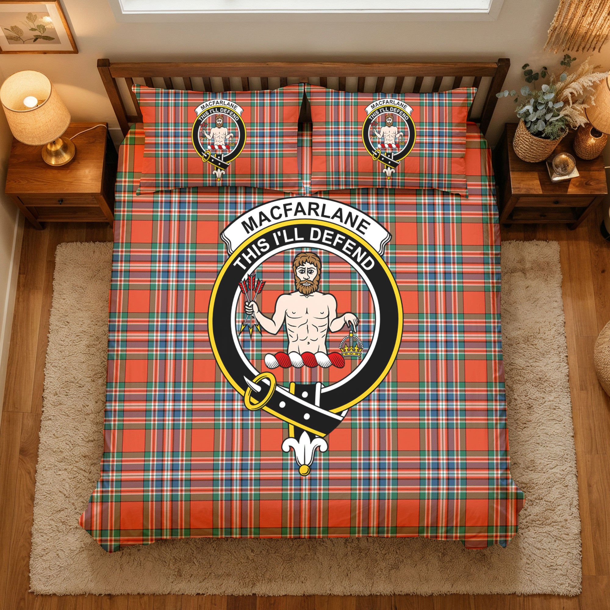MacFarlane Ancient Tartan Crest Bedding Set