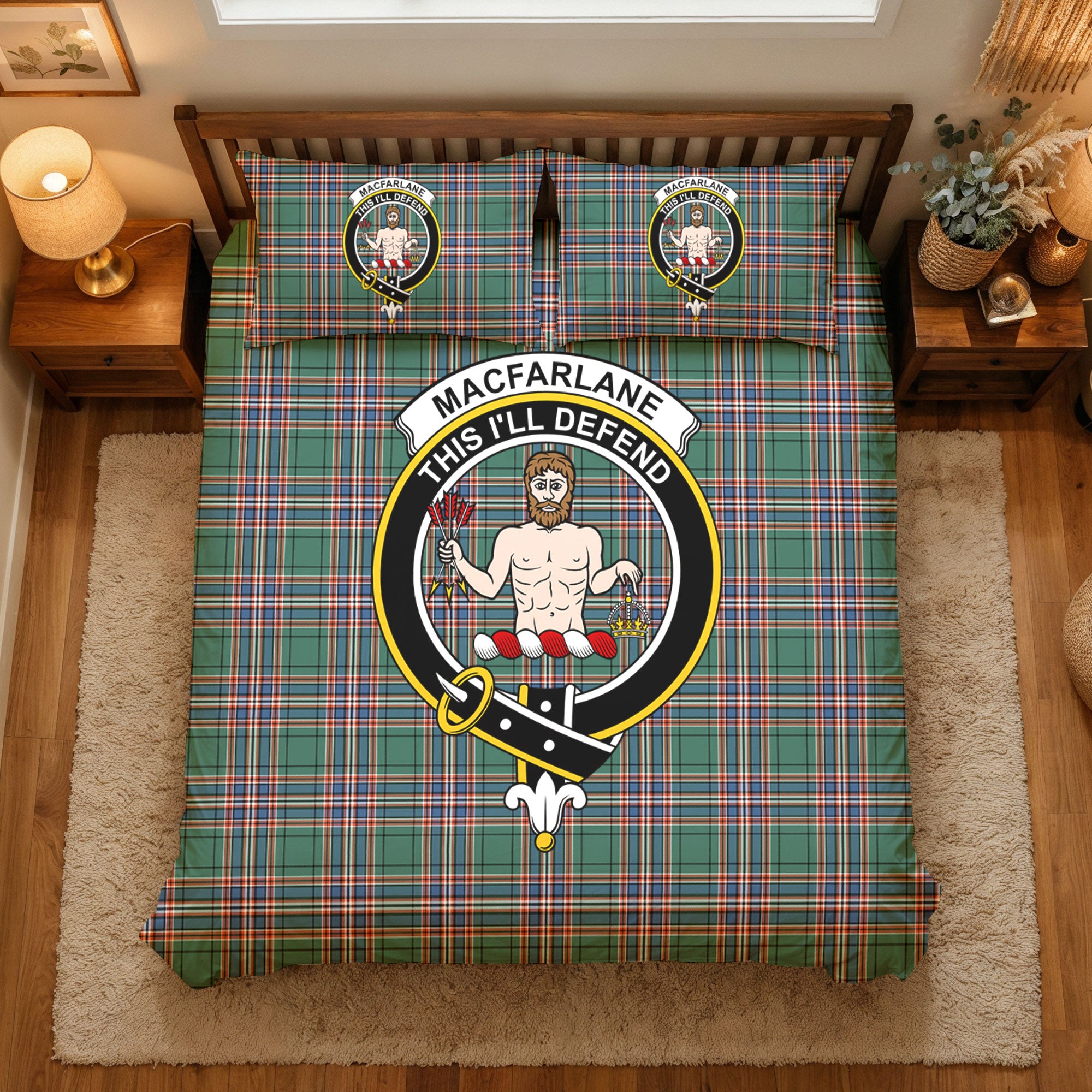MacFarlane Hunting Ancient Tartan Crest Bedding Set