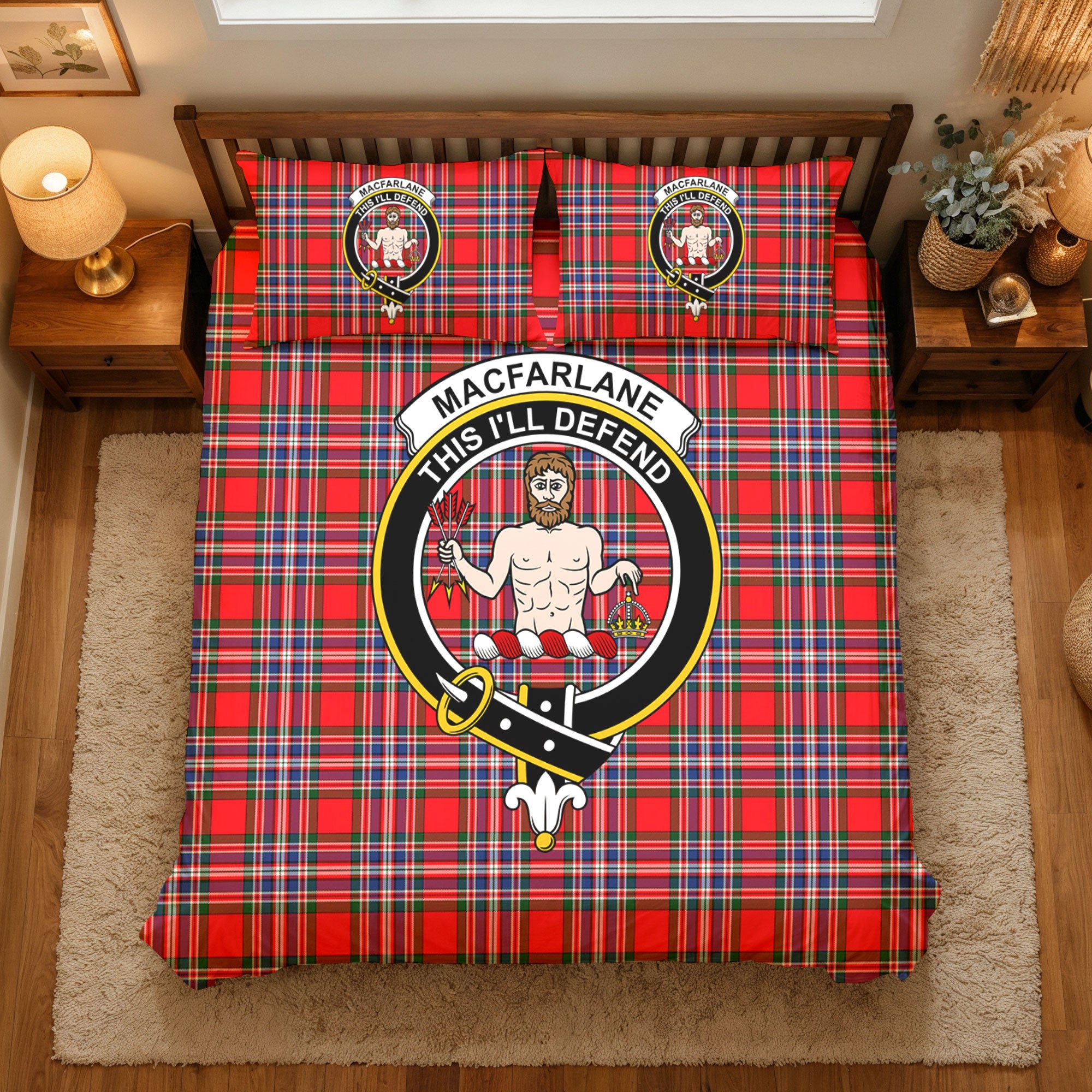 MacFarlane Modern Tartan Crest Bedding Set