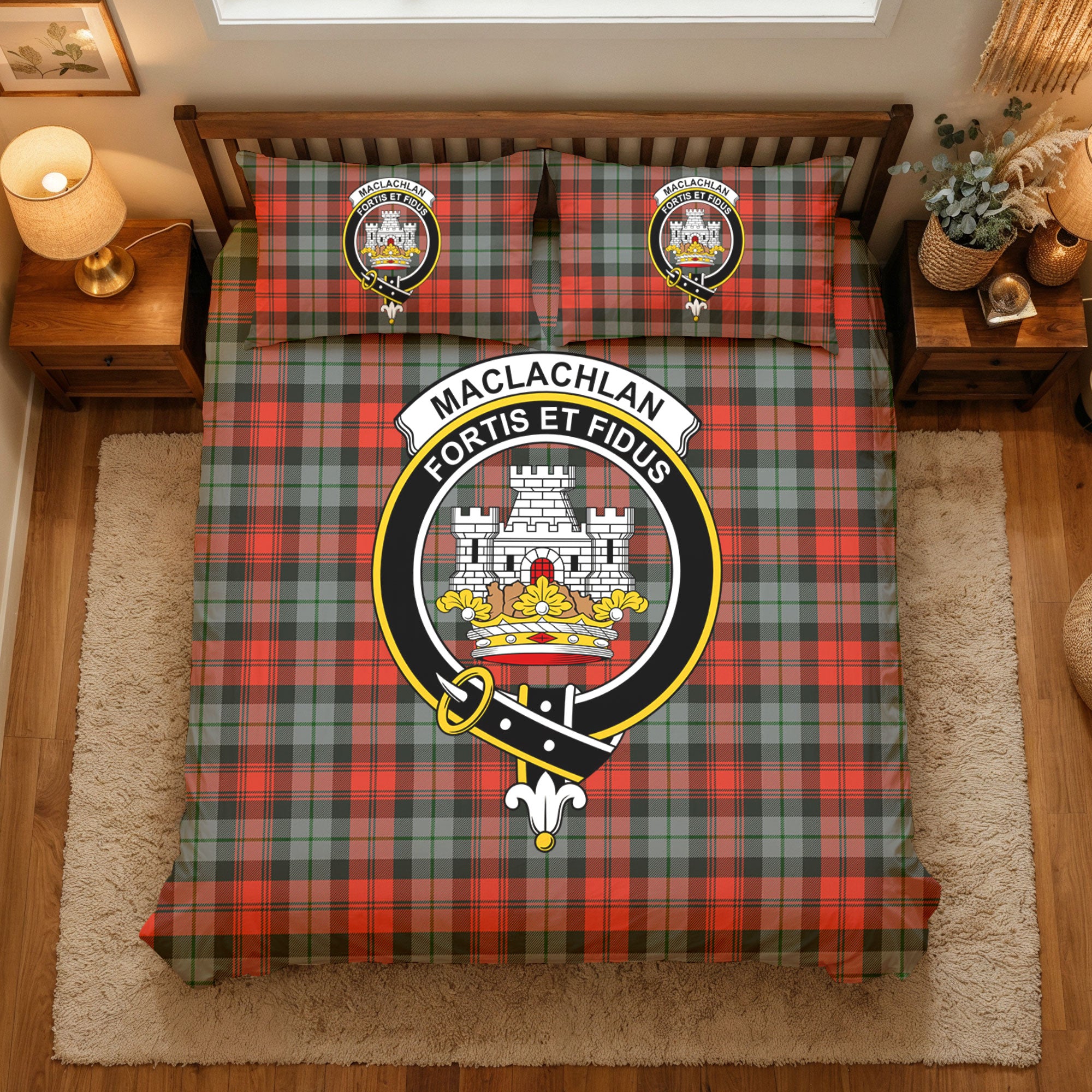 MacLachlan Weathered Tartan Crest Bedding Set