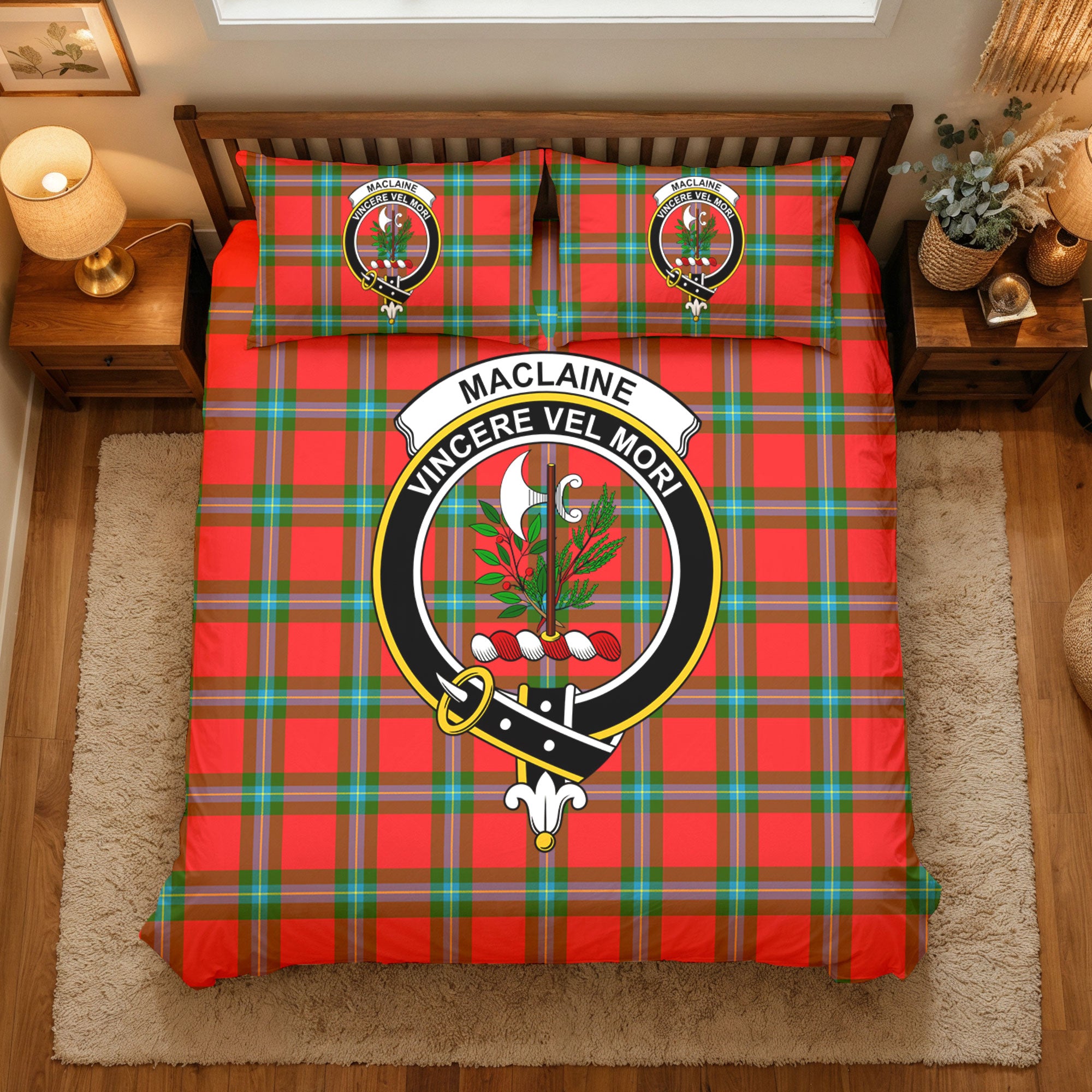 MacLaine of Loch Buie Tartan Crest Bedding Set