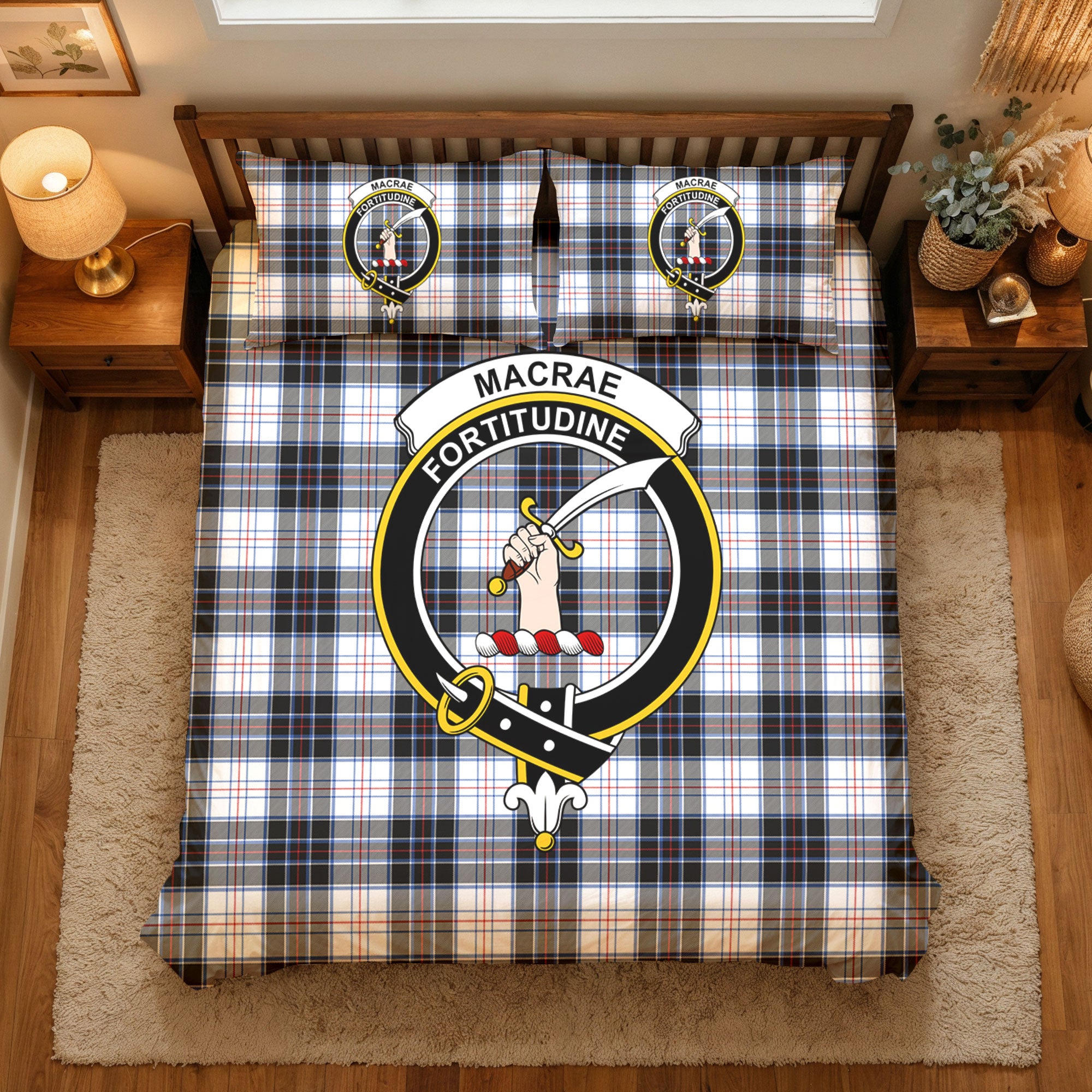 MacRae Dress Modern Tartan Crest Bedding Set